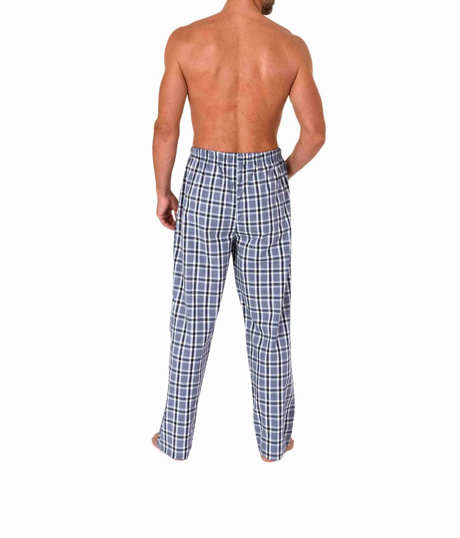 Normann Pyjama Herren Schlafanzug Hose lang kariert aus Baumwolle – Bild 3 von 4