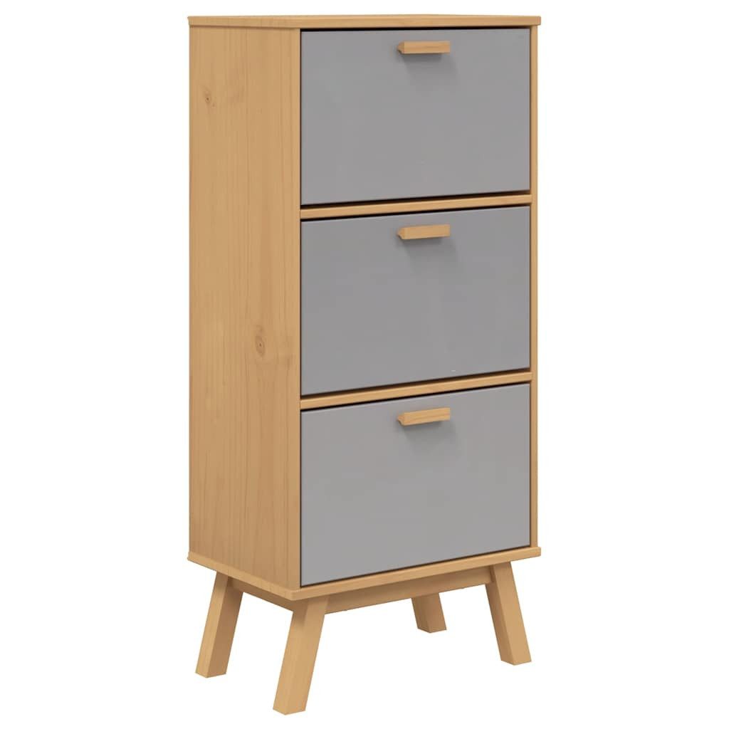 vidaXL Schuhregal Schuhschrank OLDEN Grau und Braun 55x35x120cm Massivholz Kiefer, 1-tlg.