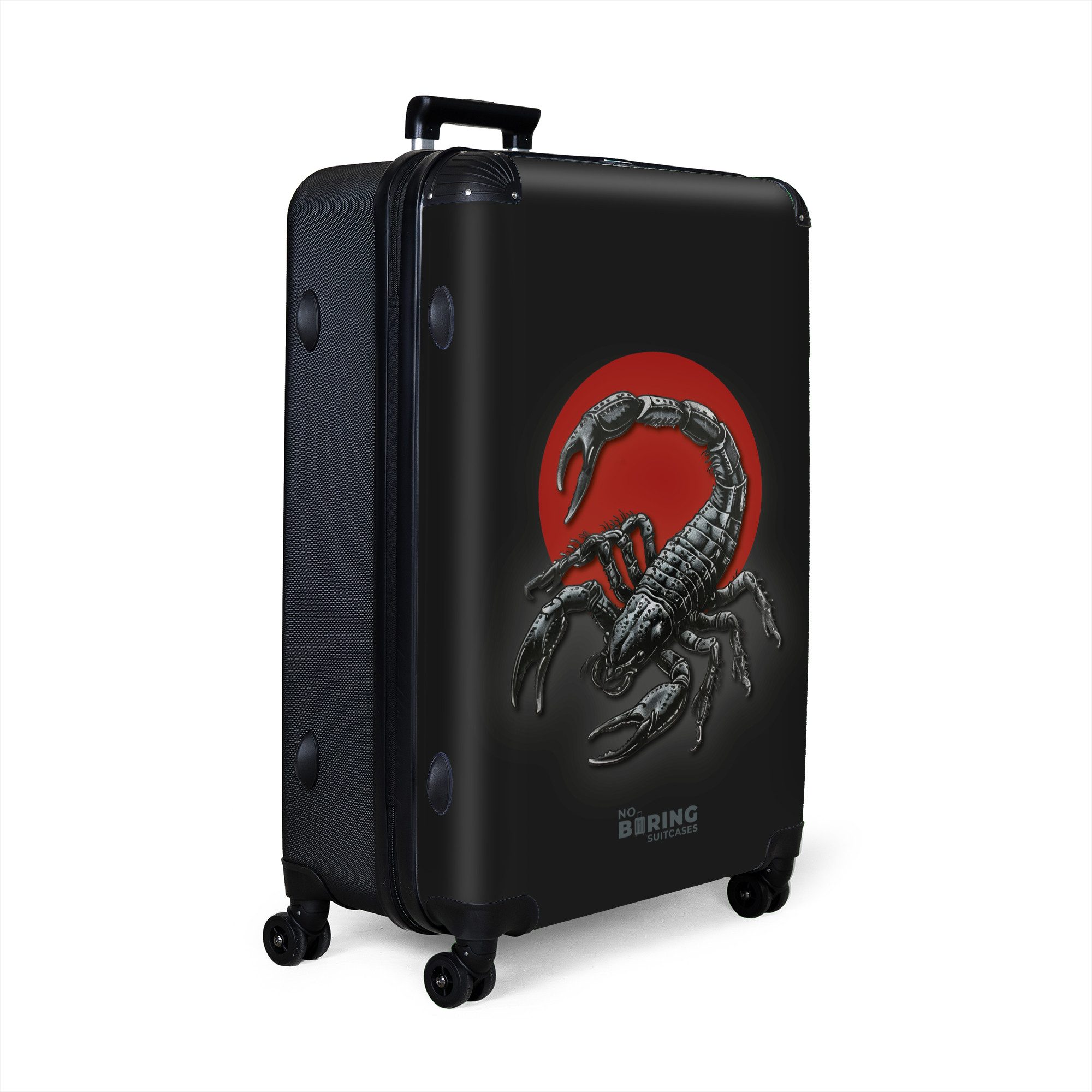 NoBoringSuitcases.com© Hartschalen-Trolley Schwarz mit rotem Kreis günstig online kaufen