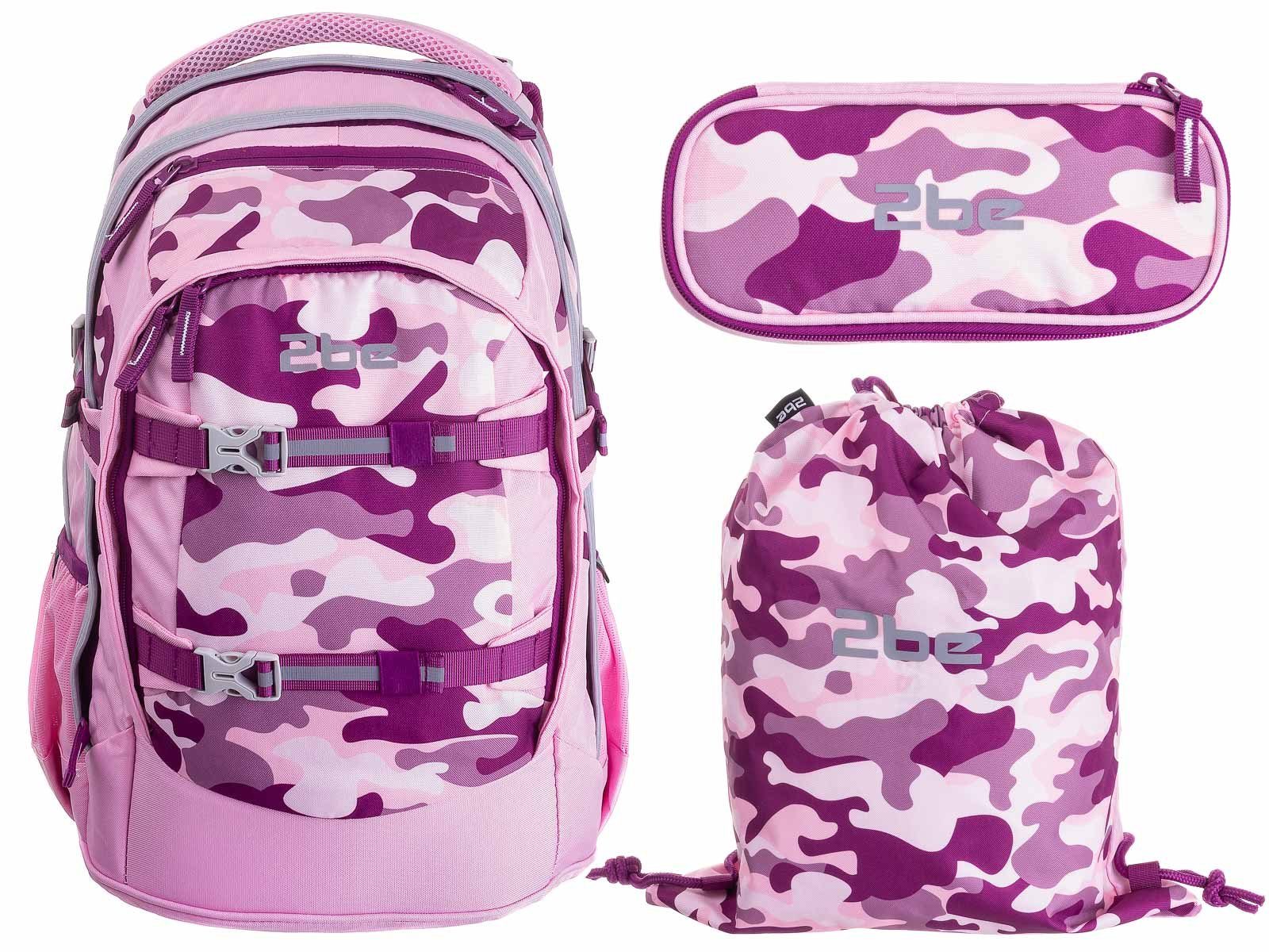 2be Schulrucksack Schulrucksack-Set (Set, inkl. Regencape, Inkl.  Schulrucksack, inkl. Schlampermäppchen, inkl. Sportbeutel), inkl.  Regencape, Turnbeutel und Schlampermäppchen