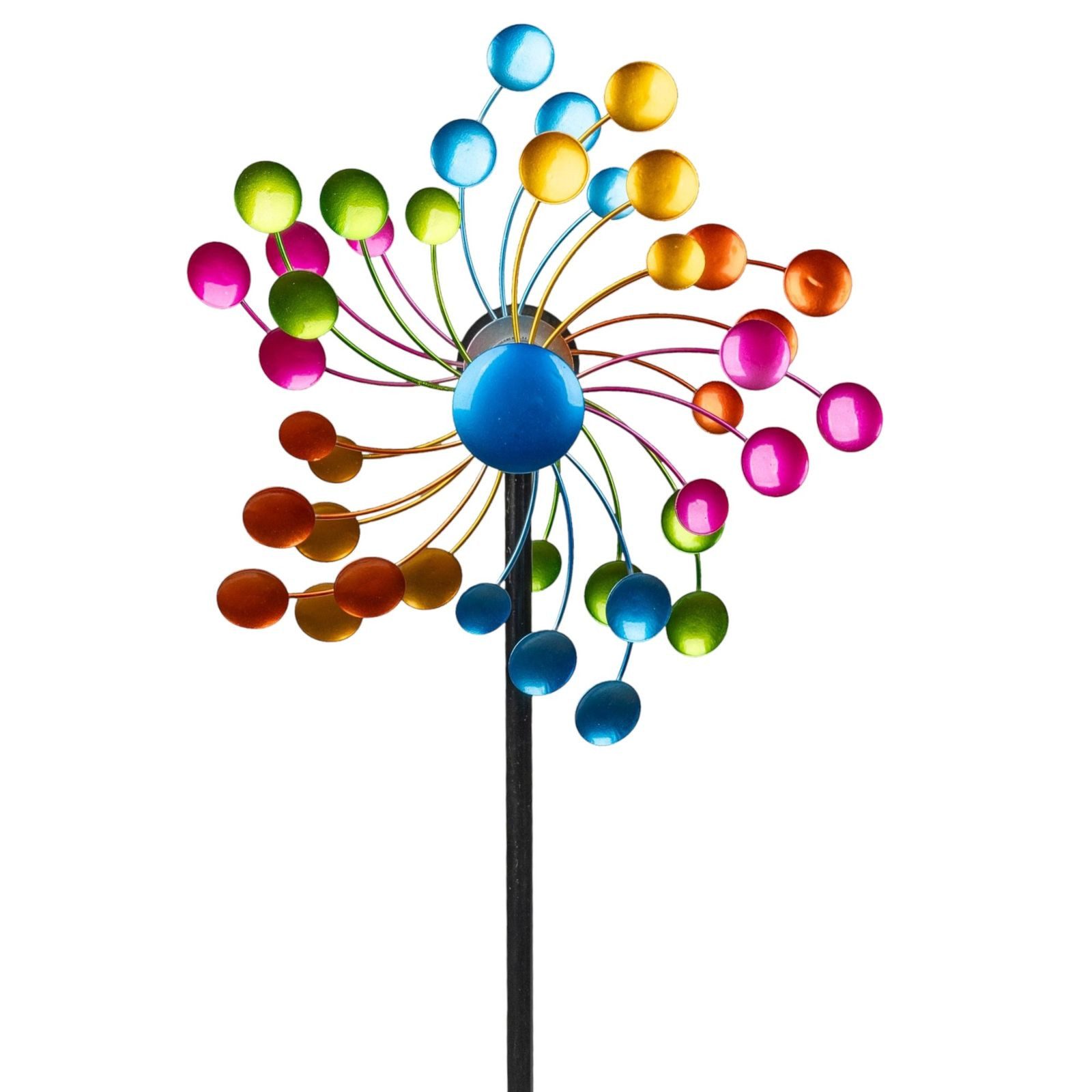 Kremers Schatzkiste Gartenfigur Windrad Circle Garten Metall kugelgelagert Windspiel Ø 25cm / 112cm