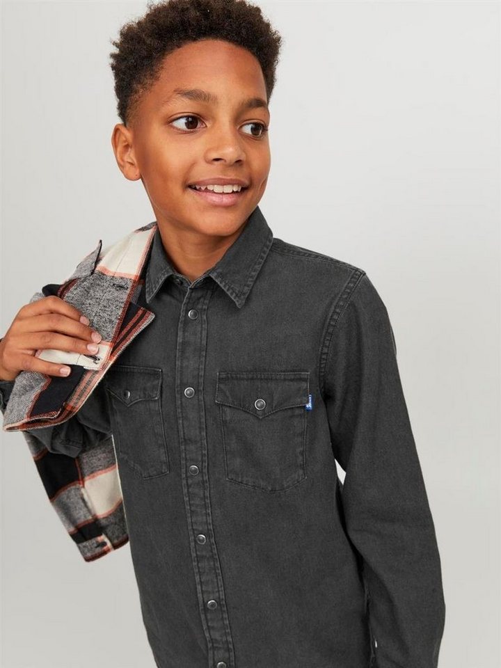 Jack & Jones Junior Jeanshemd JJESHERIDAN SHIRT L/S NOOS JNR, mit  Druckknöpfen zu schließen