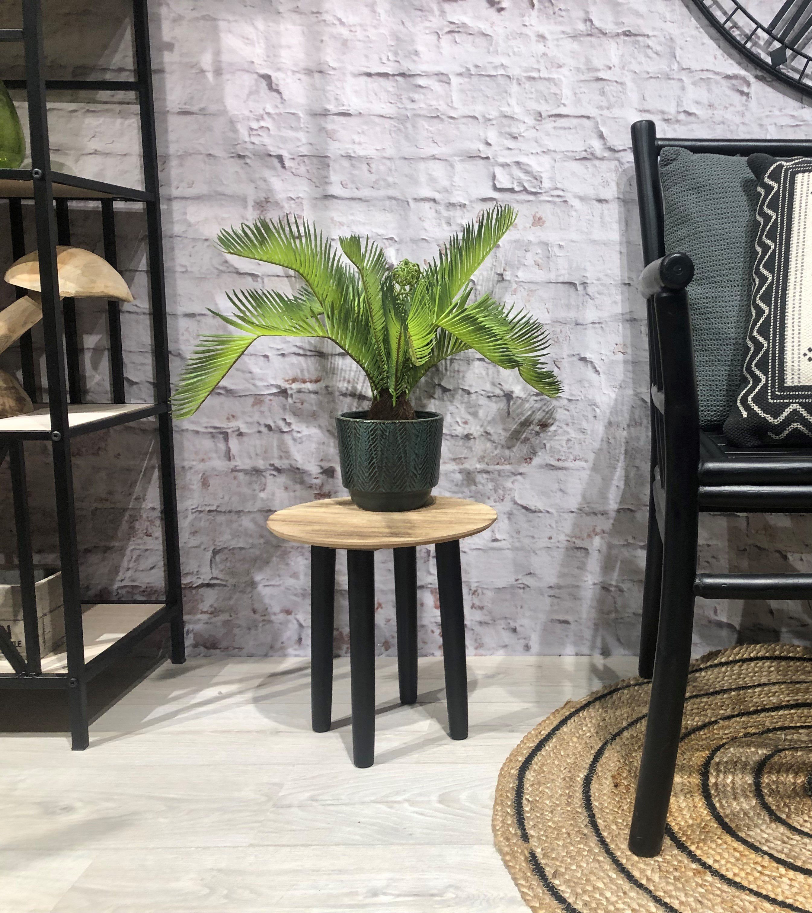 Spetebo Blumentisch Holz Beistelltisch natur-schwatz / günstig online kaufen