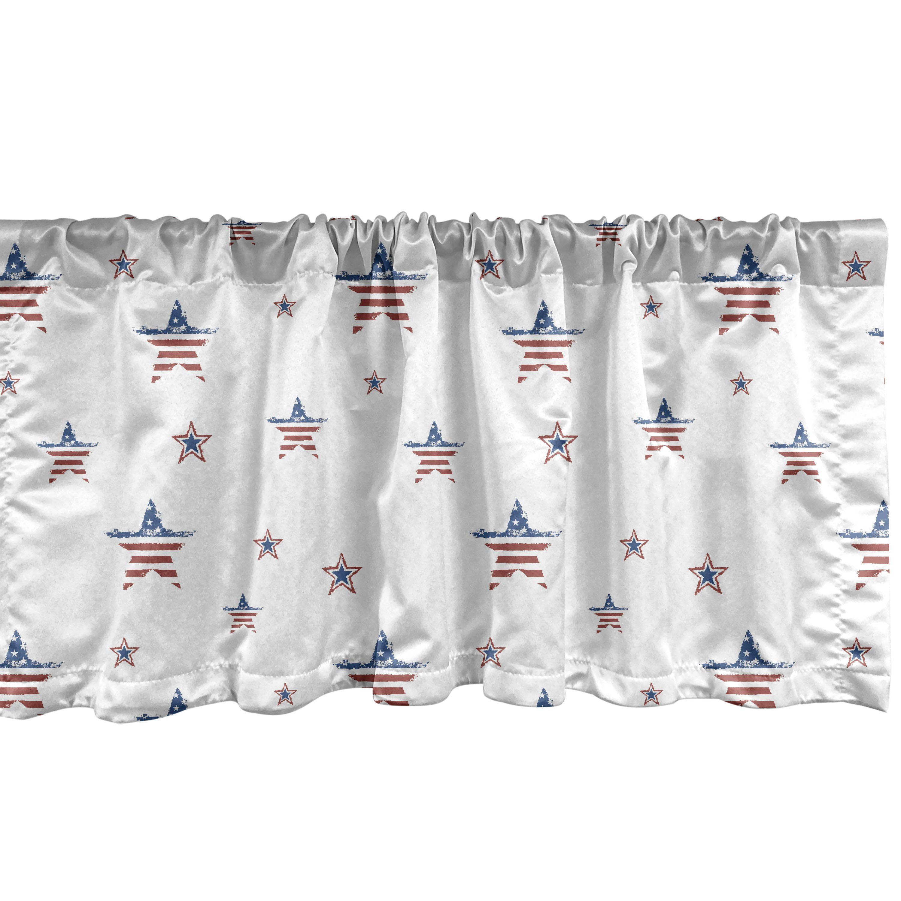 Scheibengardine Vorhang Volant für Küche Schlafzimmer Dekor mit Stangentasche, Abakuhaus, Microfaser, 4. Juli Patriotischer Muster