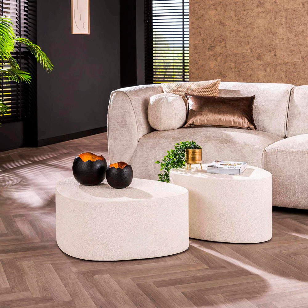 RINGO-Living Couchtisch RINGO-Living Couchtisch Delia in weißer Marmor-Komposit Optik 2er Set