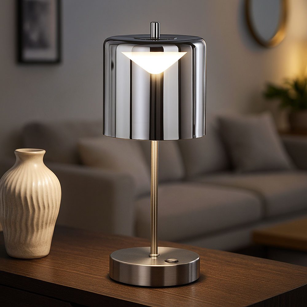 FISCHER & HONSEL Schreibtischlampe, LED-Leuchtmittel fest verbaut, Kaltweiß, Warmweiß, Neutralweiß, Tageslichtweiß, Farbwechsel, Tischleuchte Beistelllampe Nachttischlampe CCT Akku LED Dimmbar H 34,5