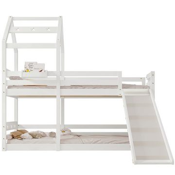 PHOEBE CAT Etagenbett (Hausbett mit Lattenrost), Kinderbett mit Rutsche, Leiter und Rausfallschutz 90x200cm