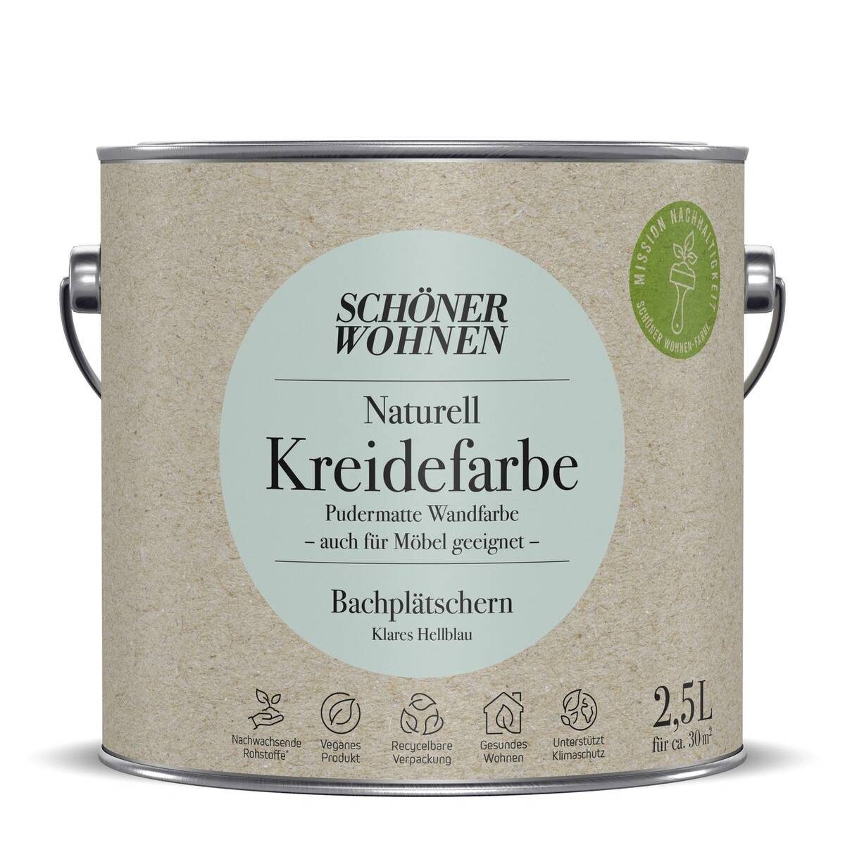 SCHÖNER WOHNEN FARBE Wand- und Deckenfarbe Bachplätschern, Wasserdampfdurchlässig, konservierungsmittelfrei