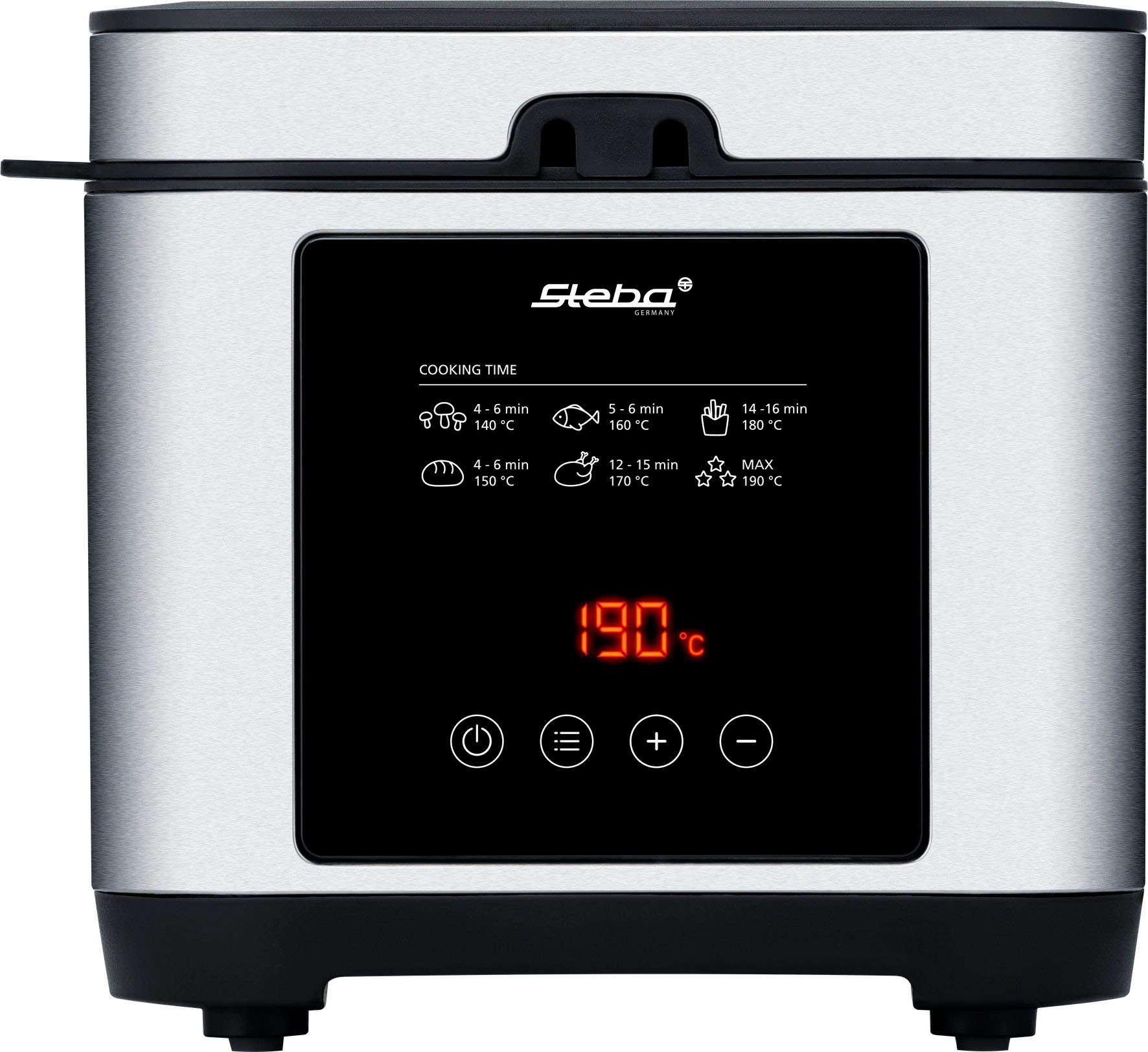 Steba Fritteuse DF 150, 2,5 Liter Volumen, 1200 W, Abnehmbarer Deckel mit XXL-Sichtfenster, Temperaturregler bis 190°C