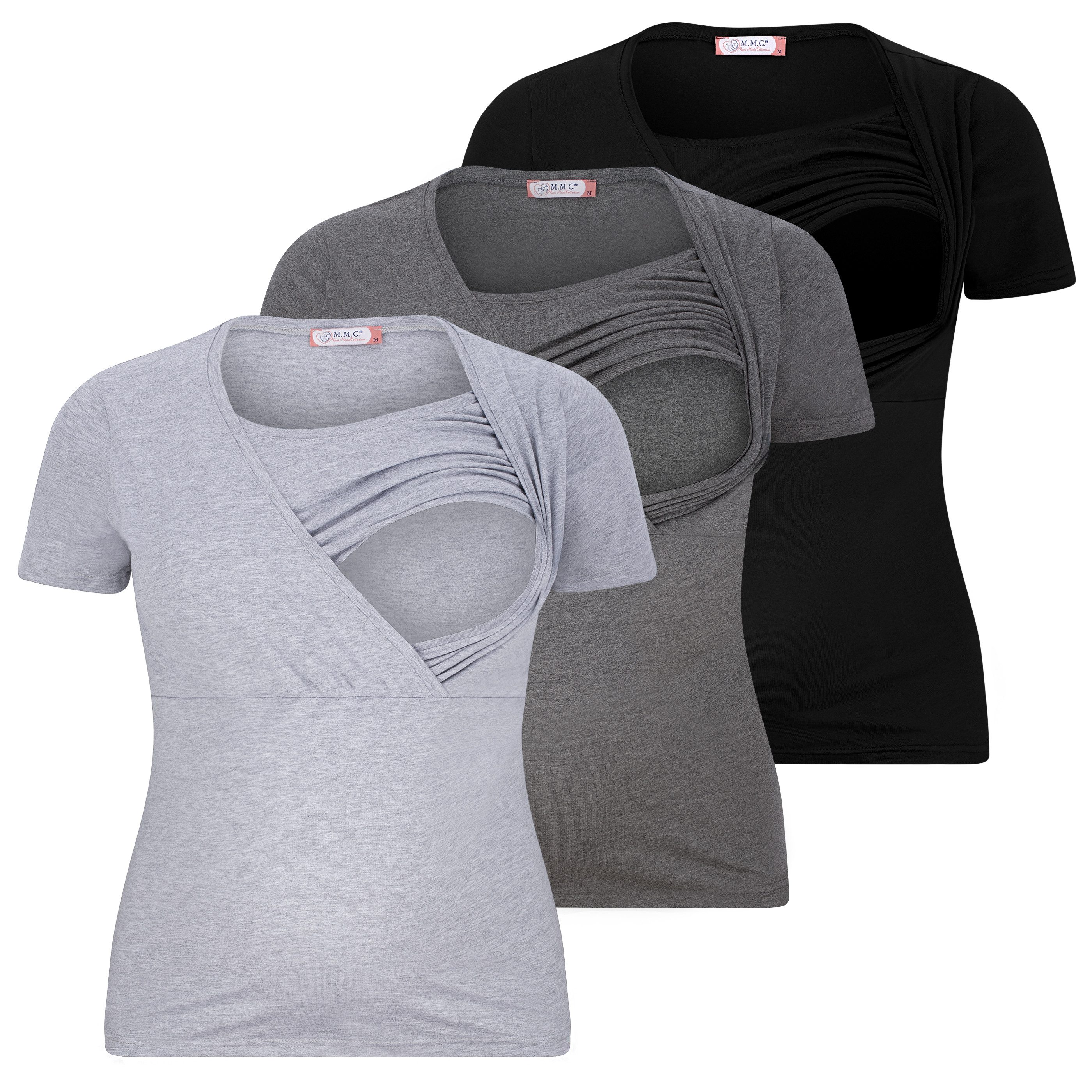 M.M.C. Stillshirt Мода для кормящих мам Umstandsshirt 3er Set Umstandsmode (3-tlg) Schwangerschaftsshirt