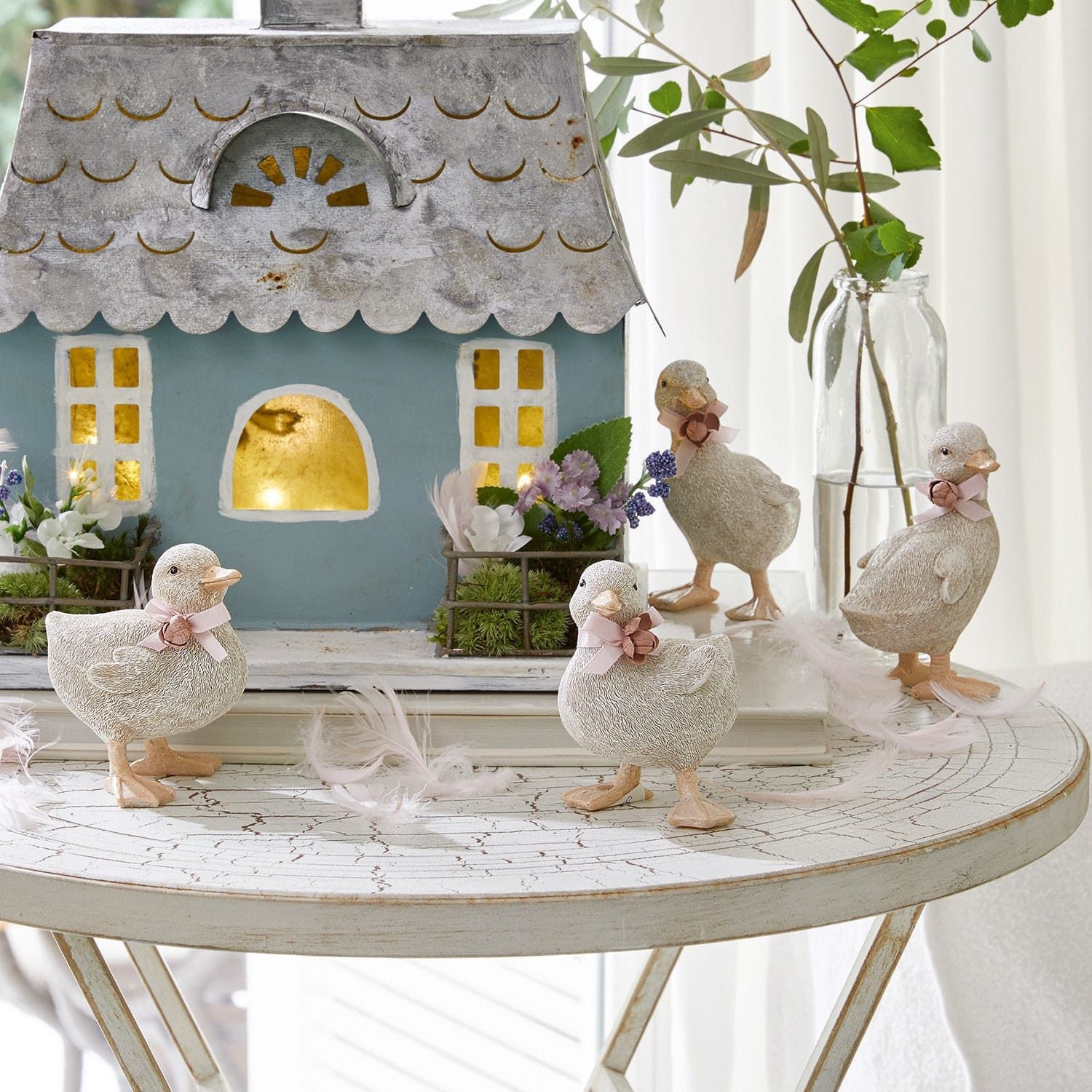 Mirabeau Osterfigur Küken 4er Set Orélie antikweiß