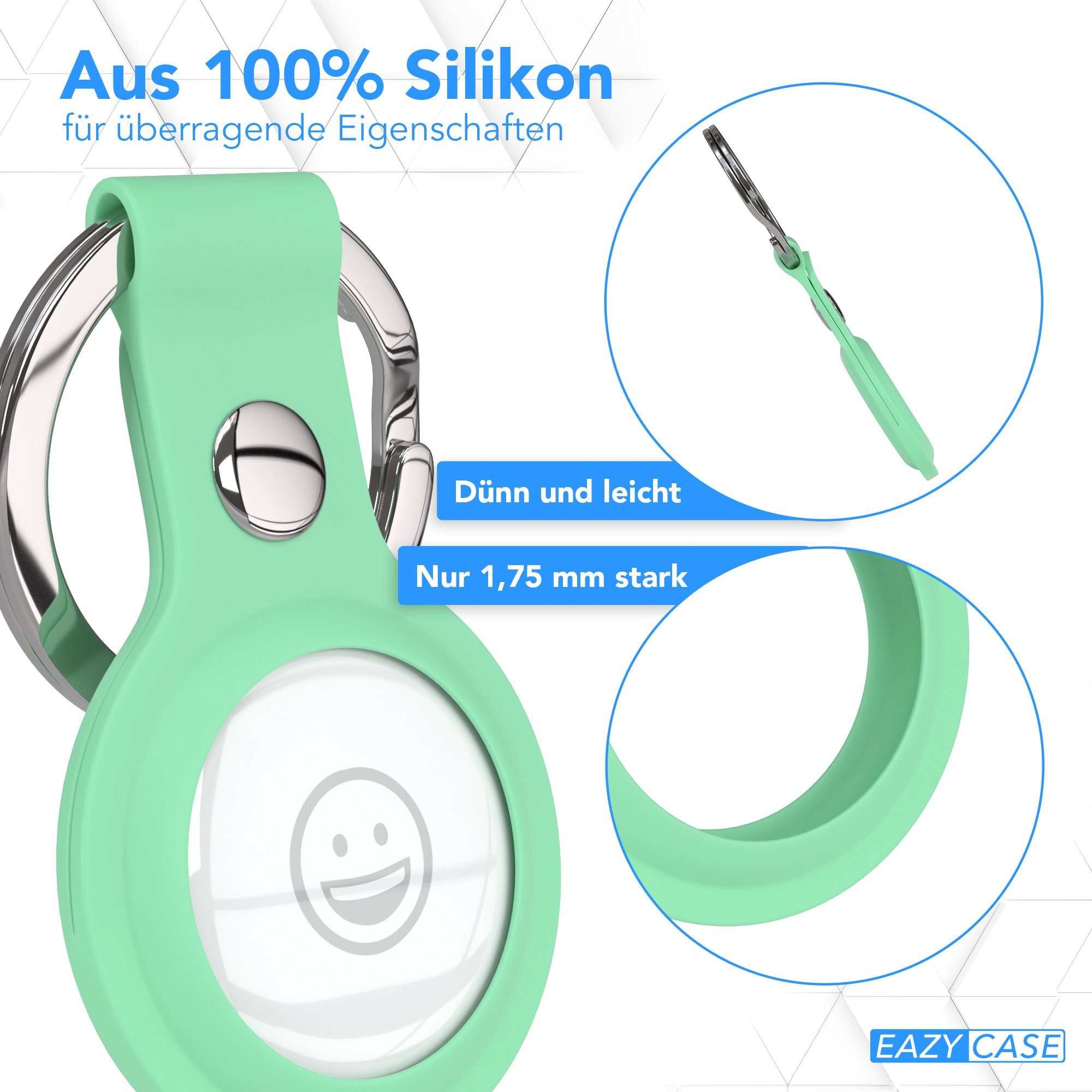 EAZY CASE Schlüsselanhänger Anhänger kompatibel mit Apple AirTag, Schutzhülle Airtags Hülle mit Silikon Schlaufe Tracker Case Grün