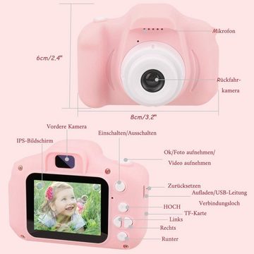 Tadow Kinder Kamera,mit 2.0-Zoll,Cartoon-Aufkleber,1080P HD 32GB,USB,rosa Kinderkamera