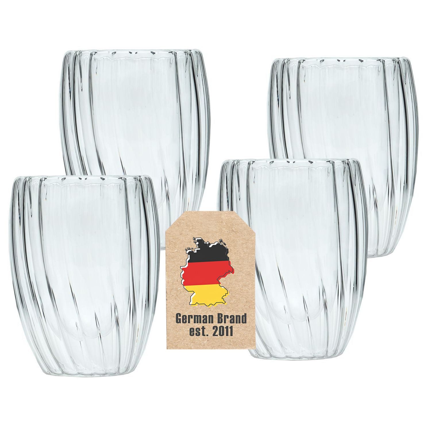 Intirilife Gläser-Set, 4-tlg., Glas, Doppelwandiges Kaffeeglas Teeglas Thermo Glas Set 210 ml (4-tlg)