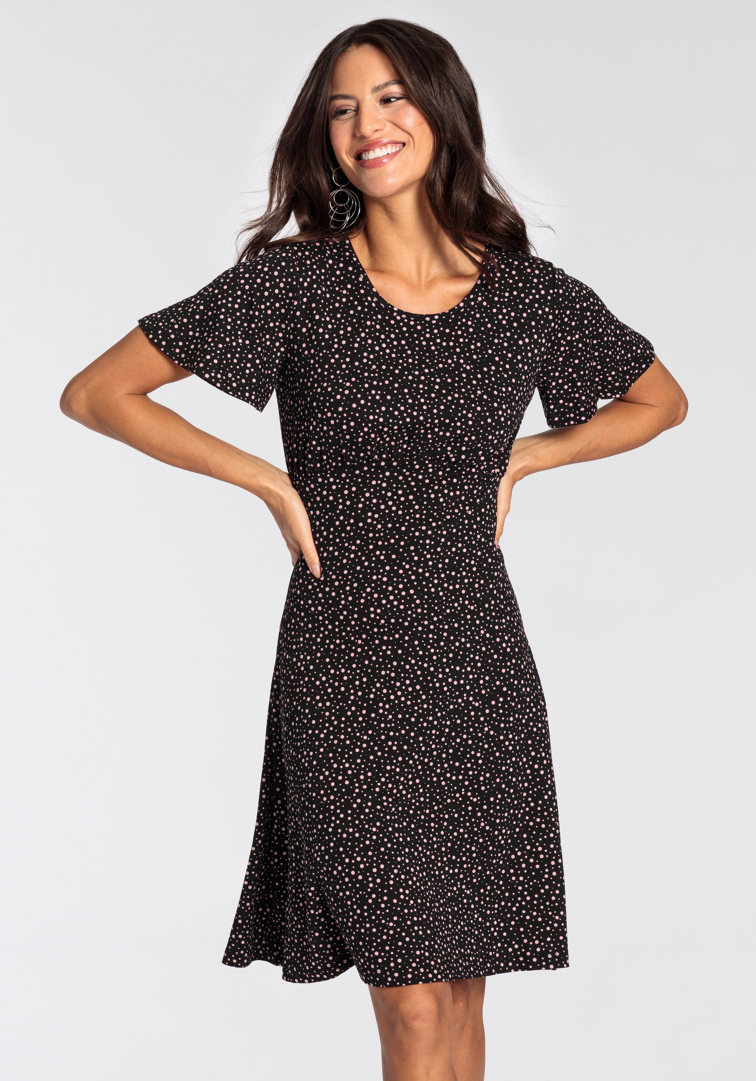 Laura Scott Jerseykleid kurzes Kleid, femininer Look, aus Single-Jerseystoff, halbarm