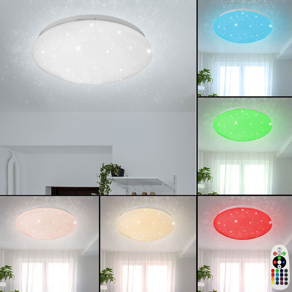 Chrom LED Deckenleuchte Blätter bunt Wohnzimmer RGB Fernbedienung Lampe dimmbar 