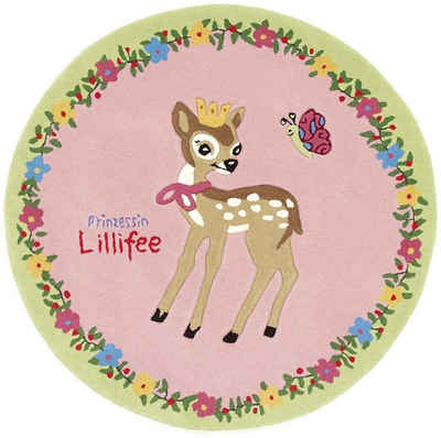 Kinderteppich LI-2935-01, Prinzessin Lillifee, rund, Höhe: 10 mm, Konturschnitt, brillante Farben, Kinderzimmer