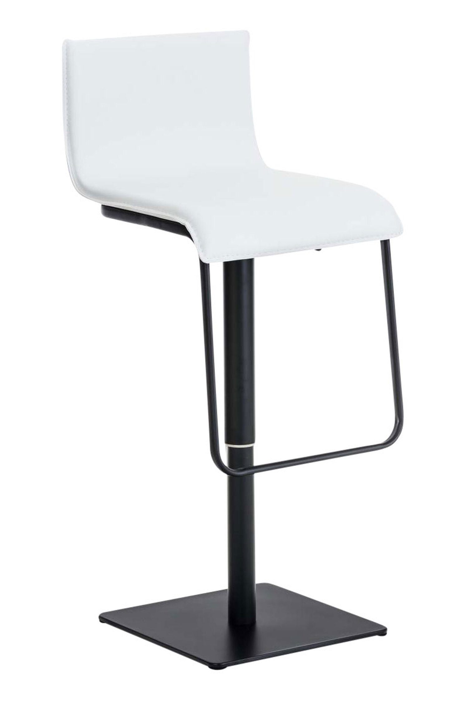 TPFLiving Barhocker Lima (mit Fußstütze - höhenverstellbar - Hocker für Theke & Küche), 360° drehbar - Metall schwarz matt - Sitzfläche: Kunstleder Weiß