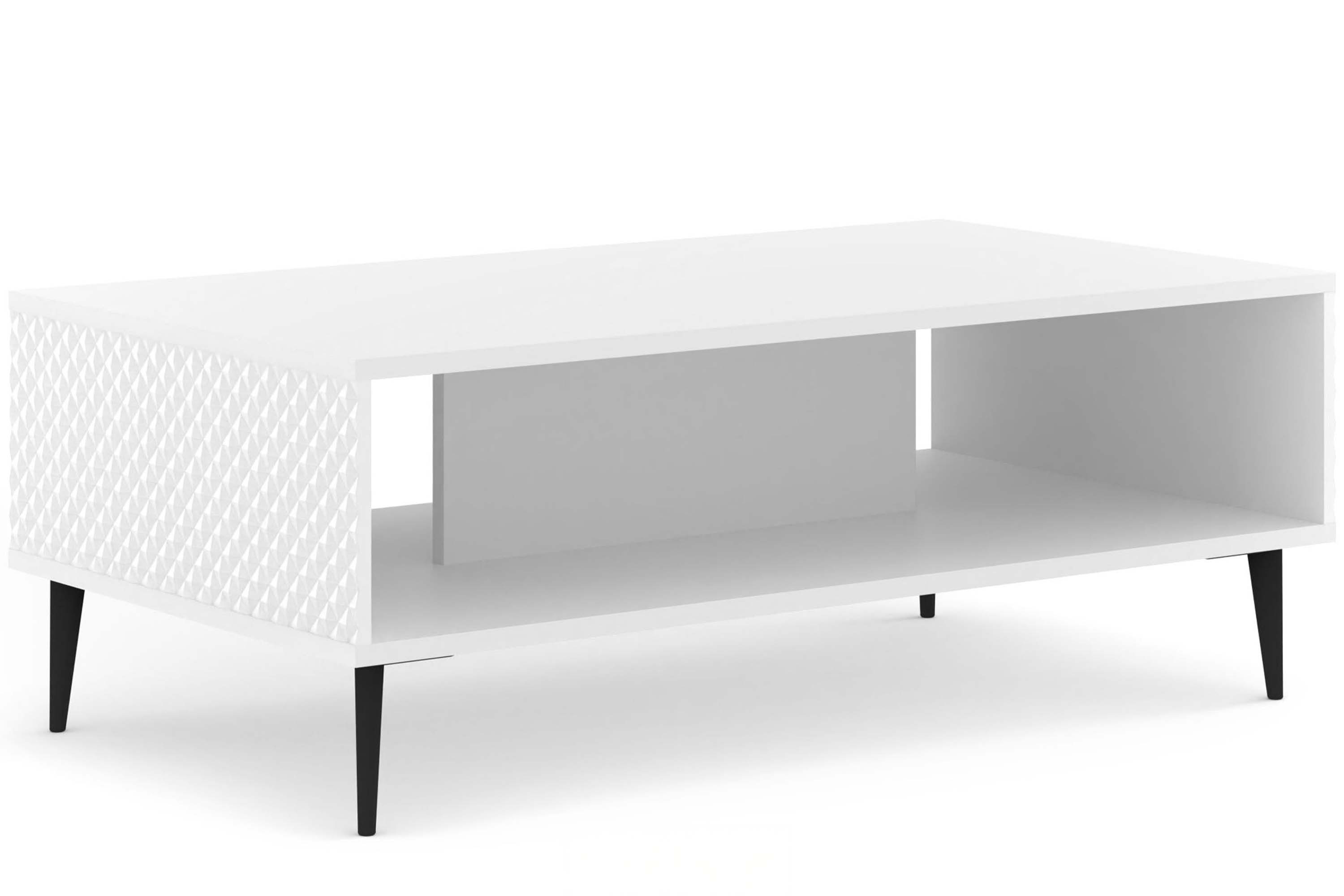 KONSIMO® Couchtisch REMUS Wohnzimmertisch, Sofatisch, Kaffeetisch (mit Stauraum), ABS-verstärkte Kanten, Metallfüße, zeitloses Design