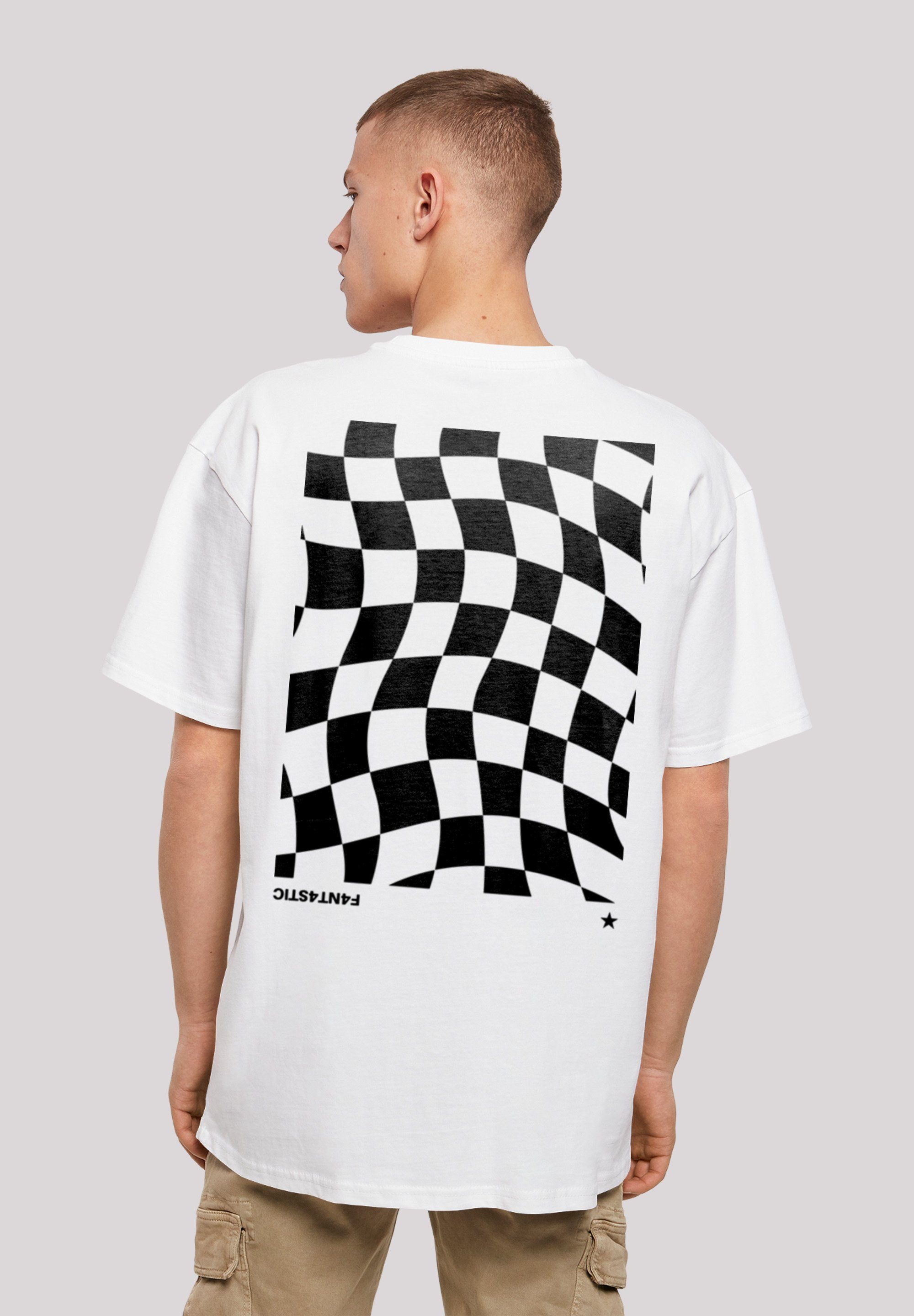 F4NT4STIC T-Shirt Wavy Schach Muster Print weiß