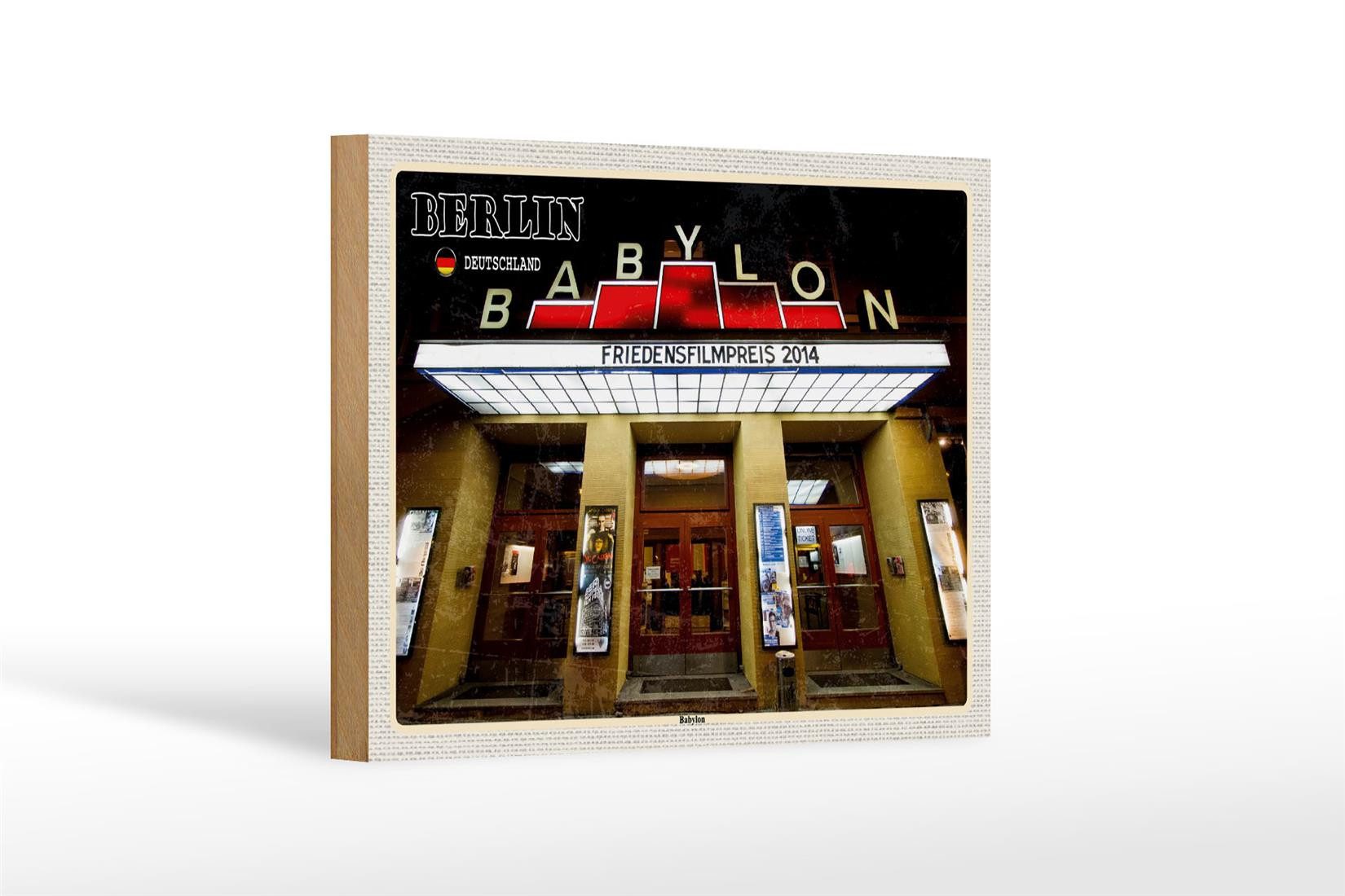 Holzbild Städte Berlin Deutschland Babylon Kino 18x12 cm