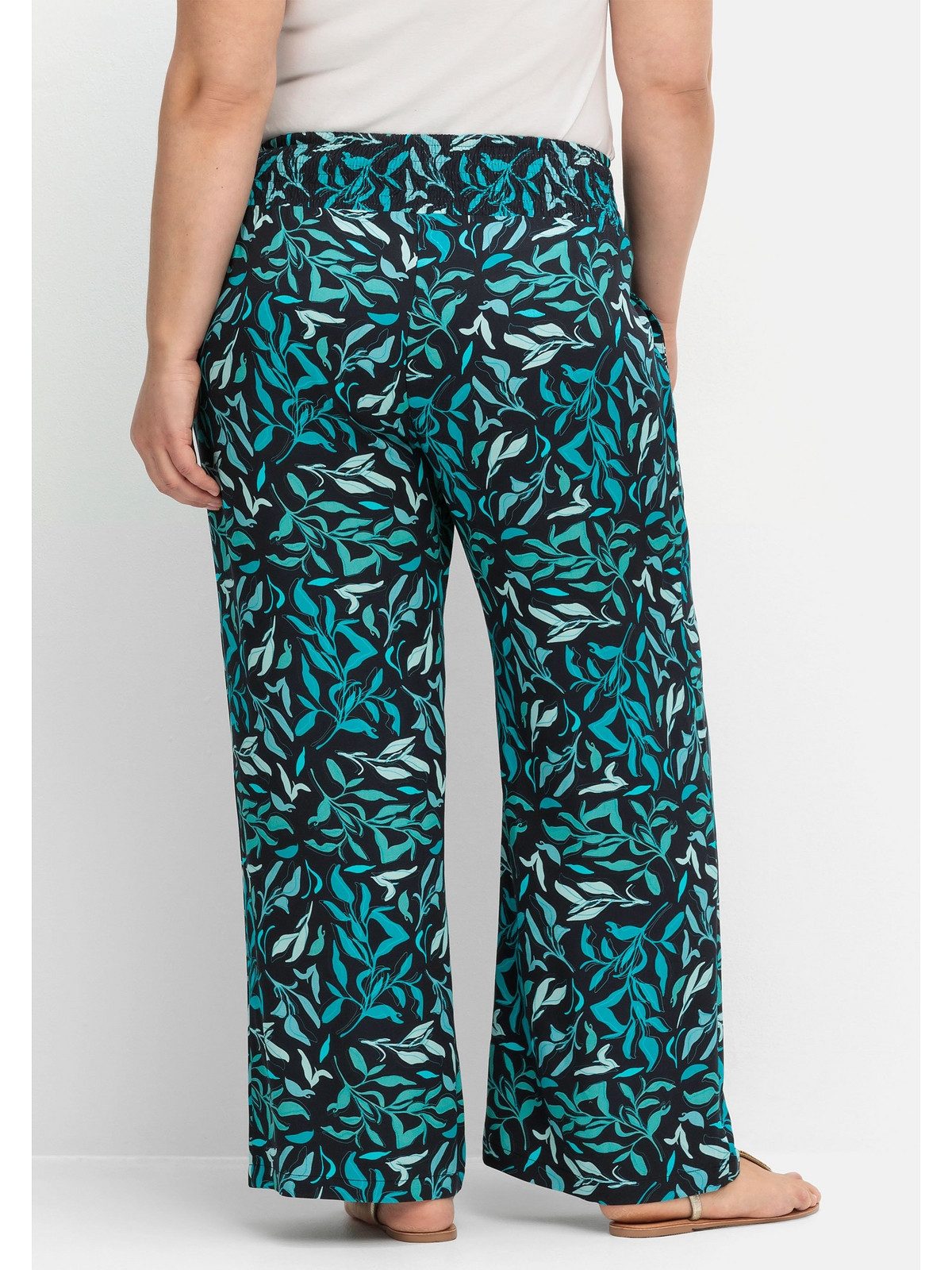 Sheego Schlupfhose Große Größen mit Smokbund und Blätterprint
