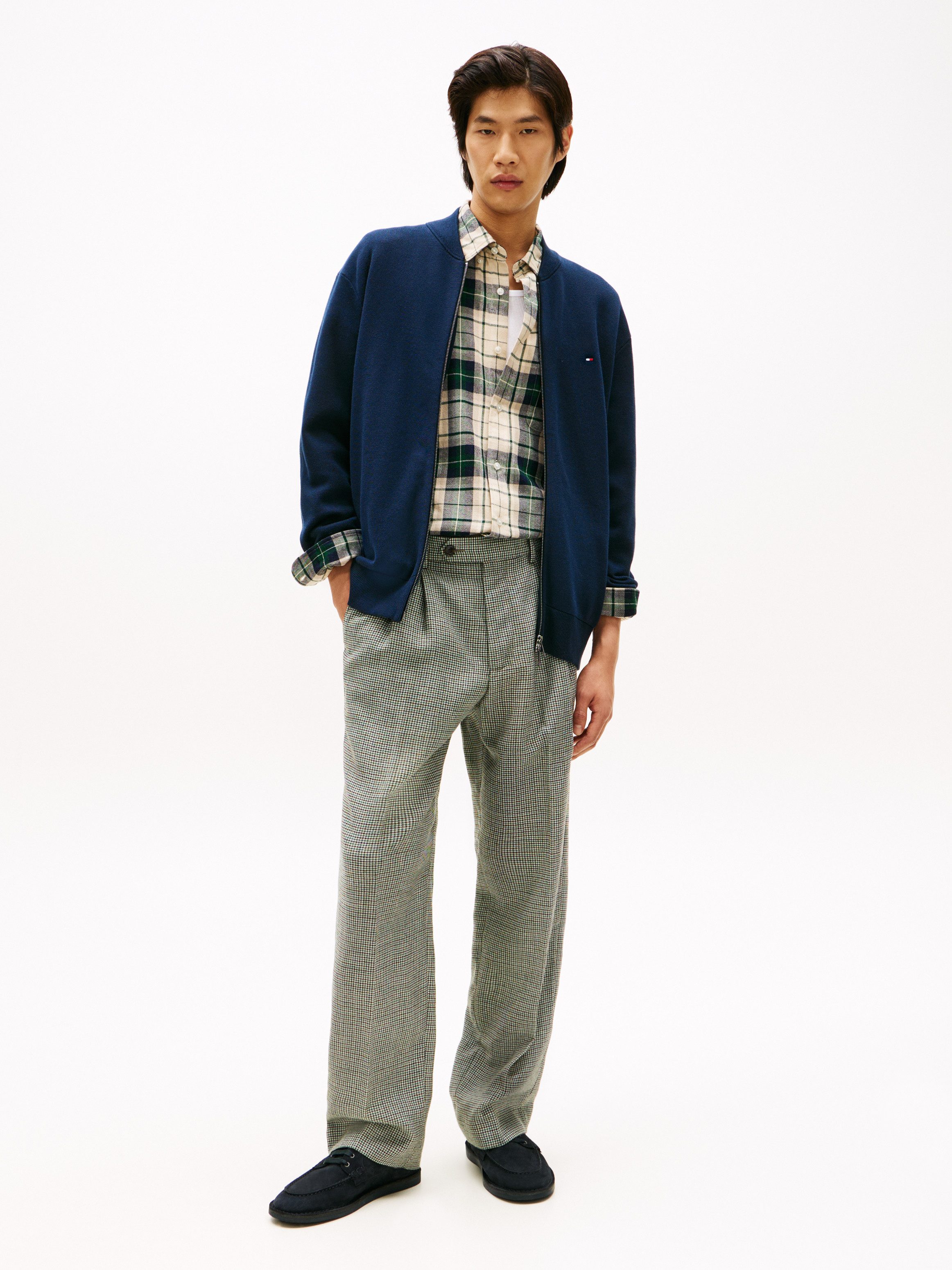 Tommy Hilfiger Cardigan FULL MILANO BASEBALL mit feiner Struktur, normale Passform