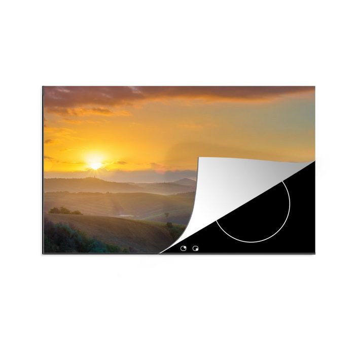 MuchoWow Herdblende-/Abdeckplatte Sonnenaufgang in der Toskana Vinyl (1 tlg) induktionskochfeld Schutz für die küche Ceranfeldabdeckung