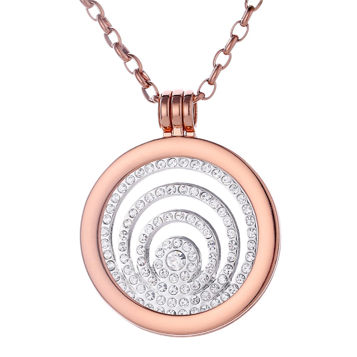 Morella Kette mit Anhänger Halskette 70 cm roségold mit Coin Amulett 33 mm (2-tlg., Kette inkl. Coin und Samtbeutel), Kette inkl. austauschbarem Coin, roségold, im Samtbeutel