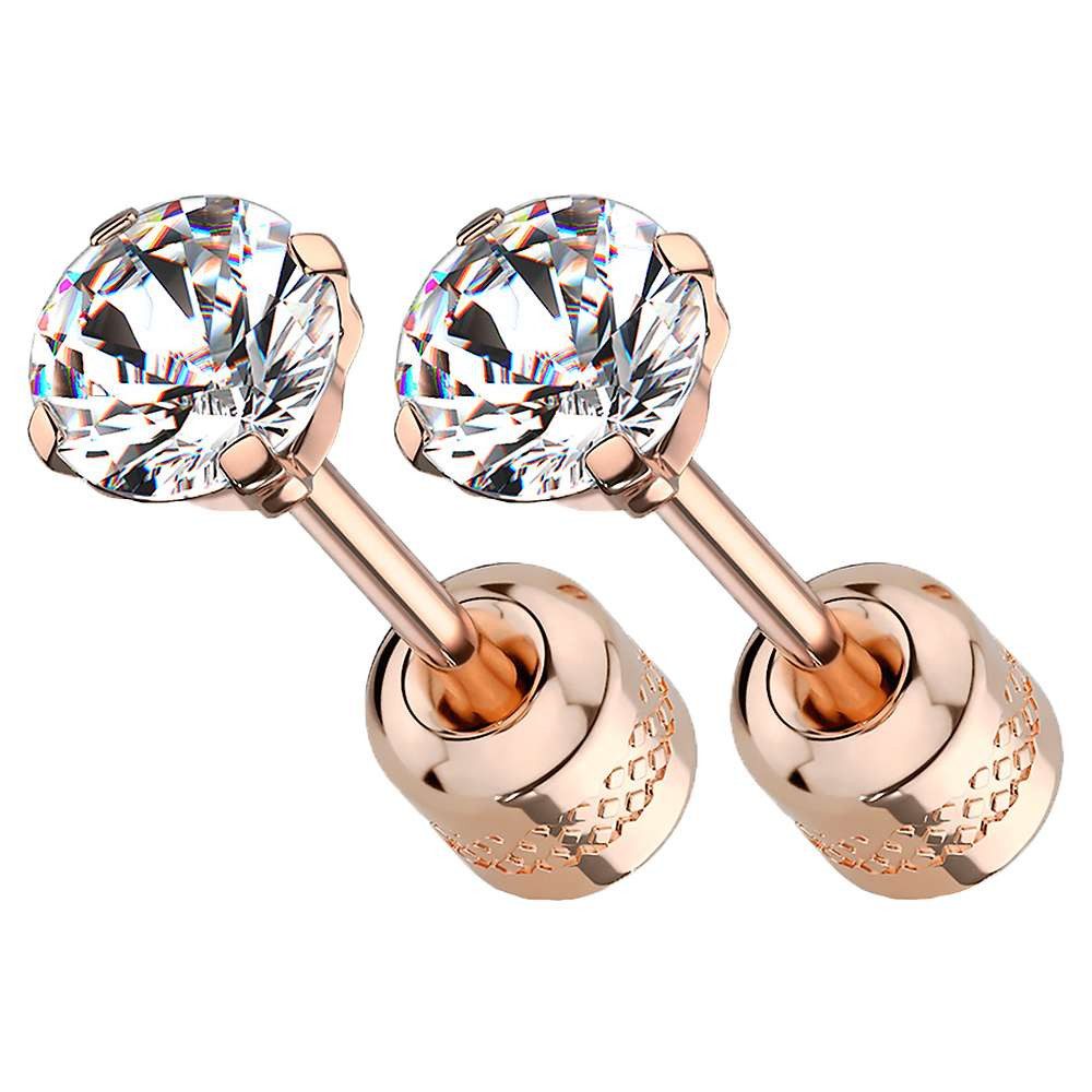 Taffstyle Paar Ohrstecker Gesundheitsstecker Ohrringe Erststecker Chirurgenstahl mit Kristall (Medizinische Ohrringe für empfindliche Ohren mit Zirkonia Kristall)