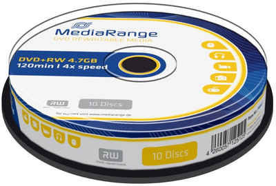Mediarange DVD-Rohling 10 Mediarange Rohlinge DVD+RW 4,7GB 4x Spindel