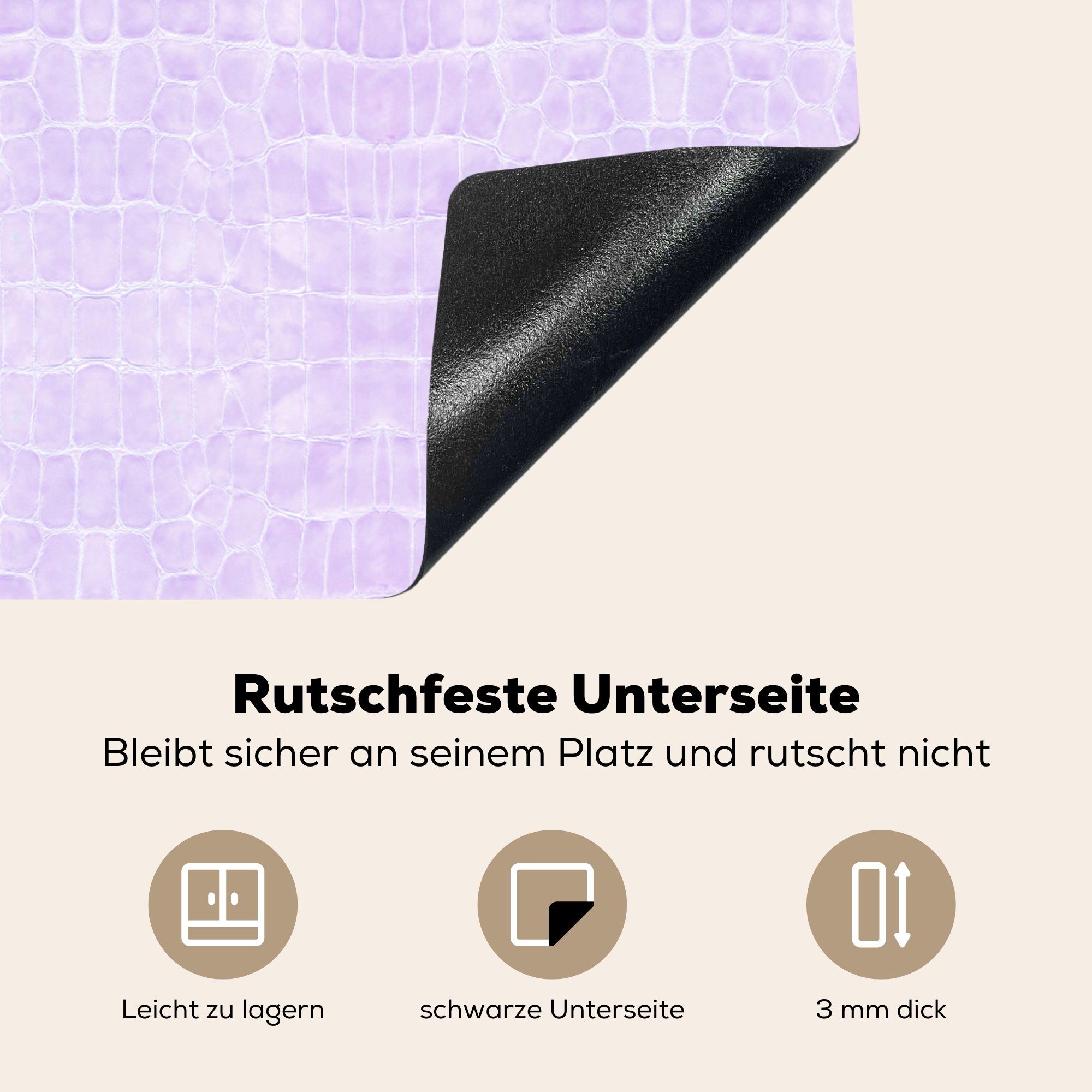 Herdblende-/Abdeckplatte Leder Induktionskochfeld 58x51 Küchen für Tierhaut, cm, - MuchoWow Vinyl, (1 tlg), Textur - Induktionsherd, Dekoration