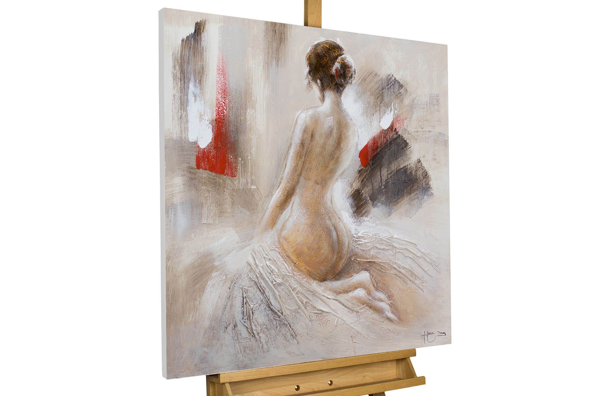 KUNSTLOFT Gemälde Verführungskünste 80x80 cm, Leinwandbild 100% HANDGEMALT Wandbild Wohnzimmer