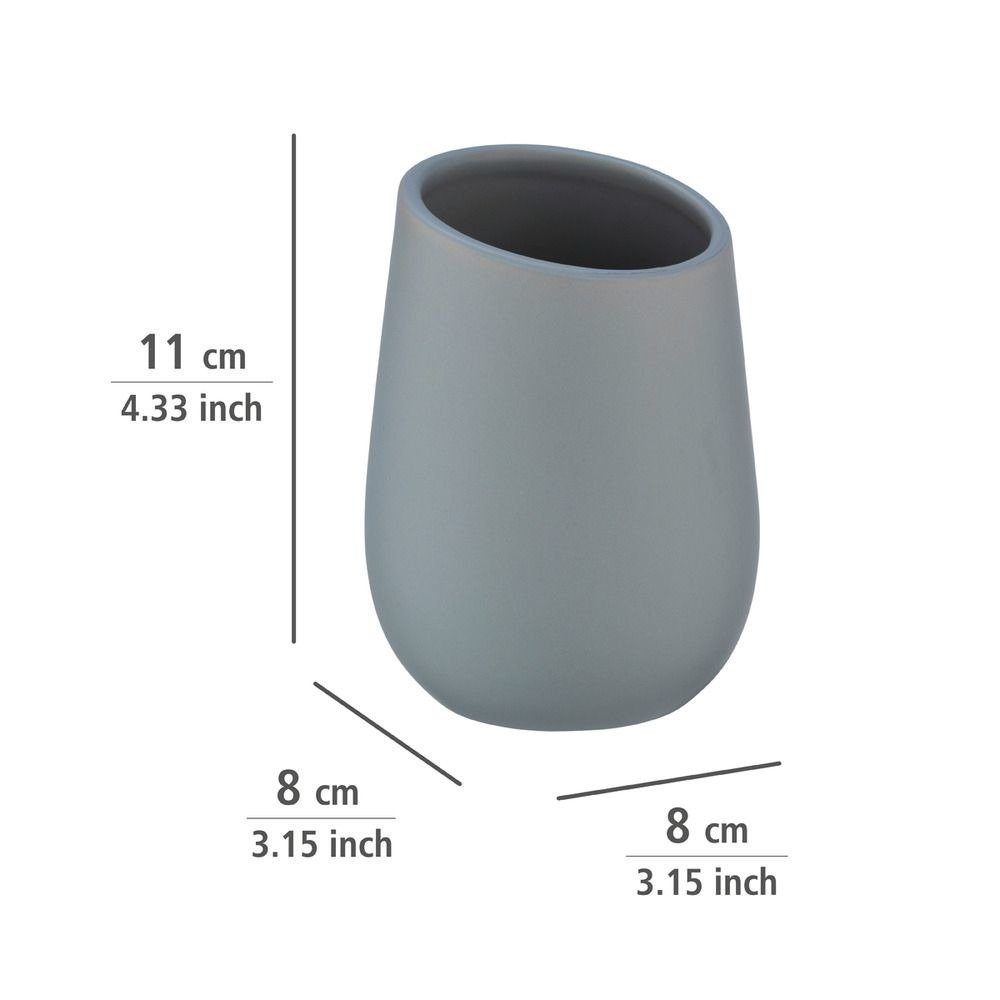 WENKO Zahnputzbecher Keramikbecher für Pinsel BADI, grey, Wenko, (1 St)
