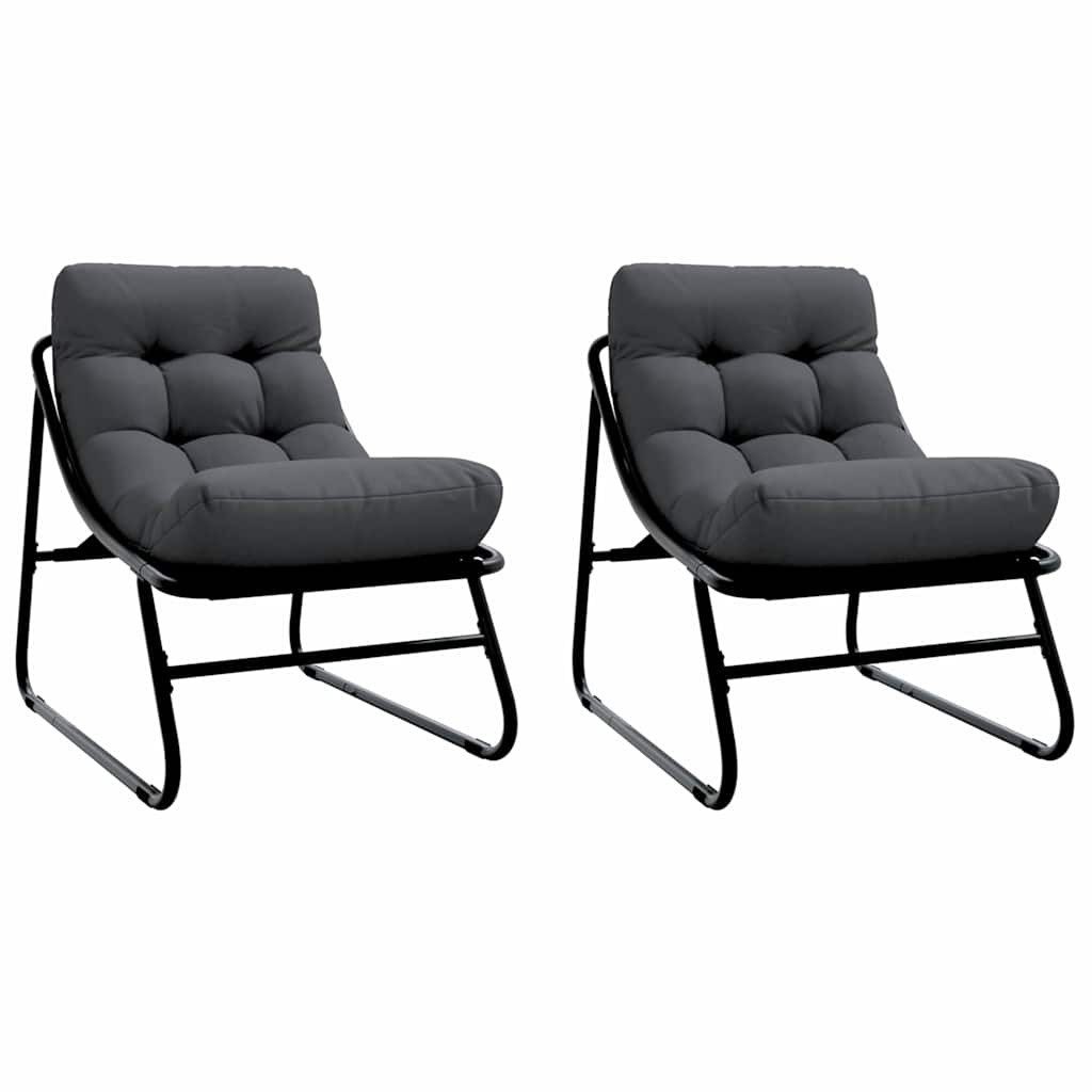 vidaXL Gartenstuhl gartenmöbel mit Kissen 2 pcs Schwarz 60,5 x 81 x 71 cm (2 St)