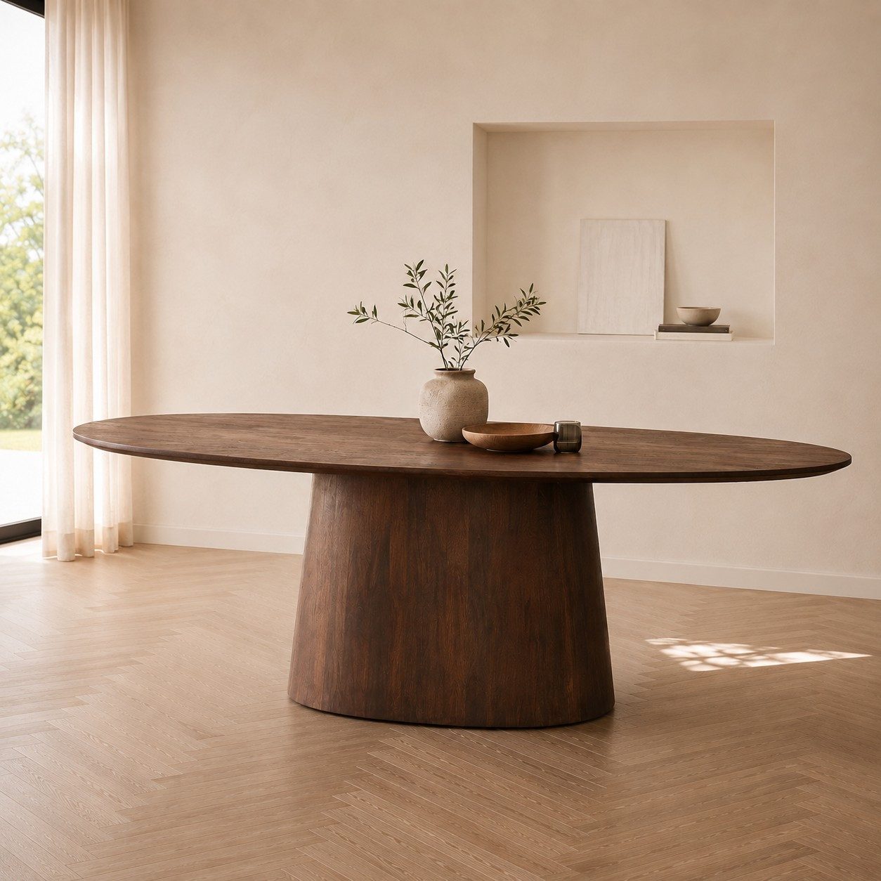 Maison ESTO Esstisch oval Mango Holz massiv Esszimmertisch braun, Auswahl: Länge 250 x Breite 110 cm oder Länge 300 x Breite 110 cm