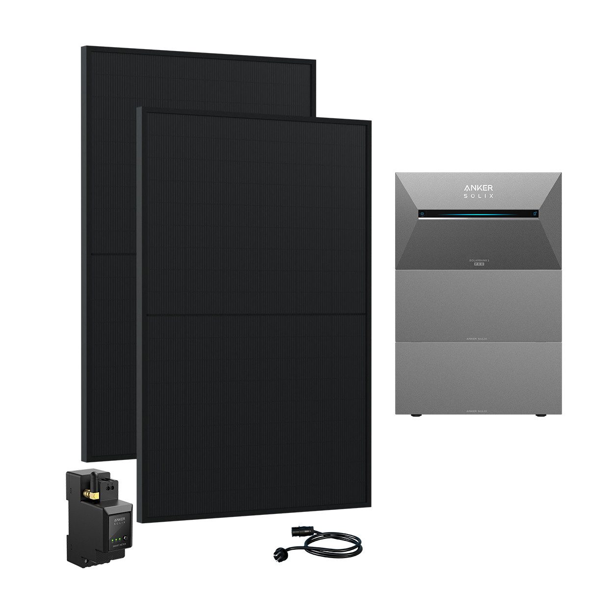 Anker Balkonkraftwerk 910W Solaranlage Anker SOLIX 3 E2700 Pro mit Erweiterungsakkus, (Smart Meter und 2x Astronergy 455Wp im Lieferumfang enthalten), Speicher mit integriertem Wechselrichter, All-in-One 2,668kWh Akku