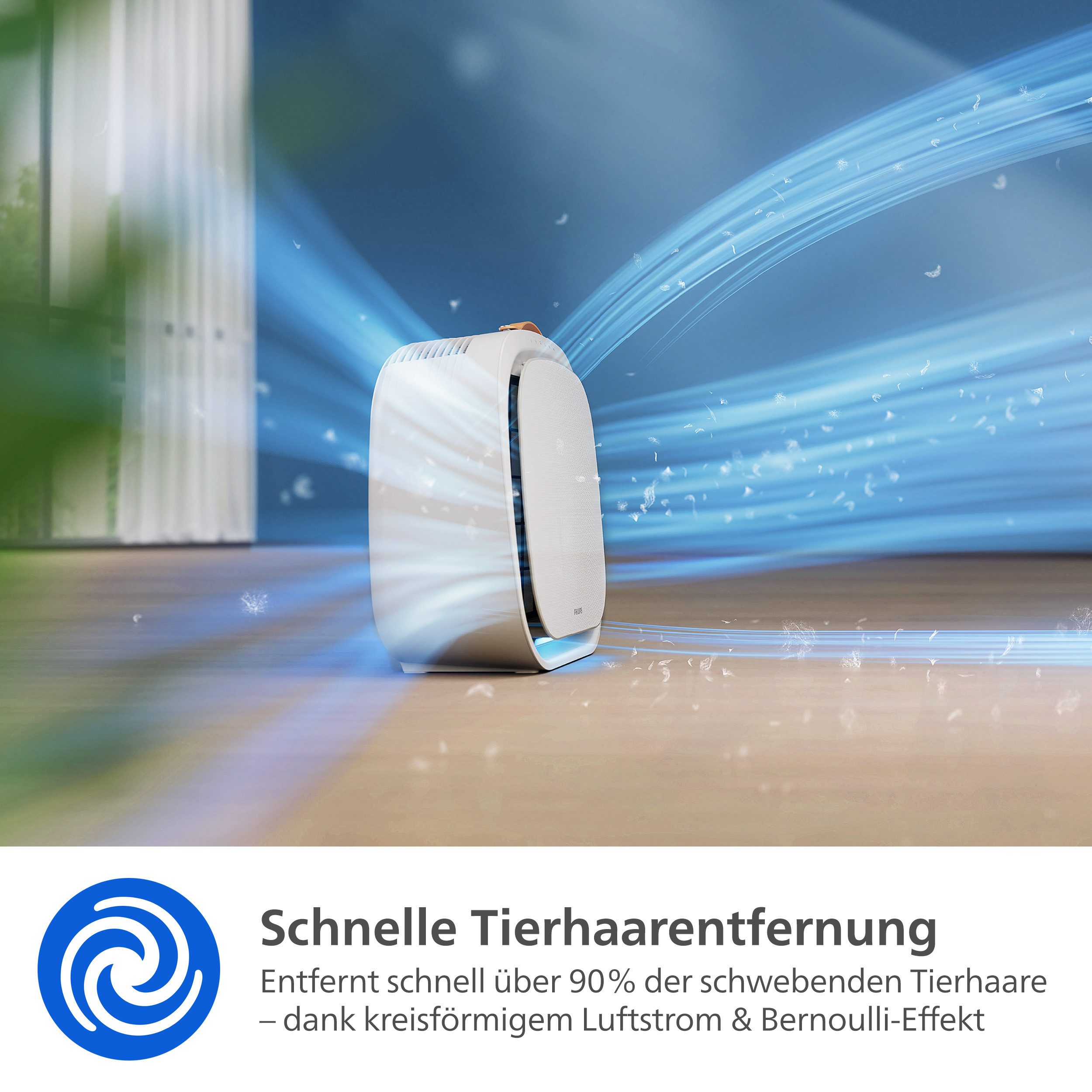 Philips Luftreiniger AC3360/11 PureProctect Pet 3000 Series, Luftreinigungsrate 400 m³/h, für 104 m² Räume, 4-Schichten-HEPA-Filtersystem, mit App Verbindung, tierfreundlich