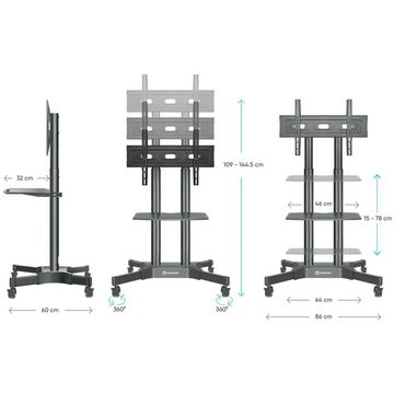 ONKRON designed to support TV-Regal TV Ständer mit Rollen 40-65 Zoll VESA 100x100-600x400 mm bis 45 kg, TV Ständer rollbar - TV Standfuss höhenverstellbar