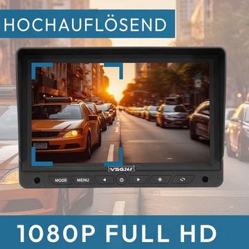 VSG24 7" Rückfahrsystem IP69K EXPERT 155° Blickwinkel & 1080P HD Monitor, 1x Rückfahrkamera (Robustes Schwerlast Set für Wohnmobile LKW Transporter Anhänger)