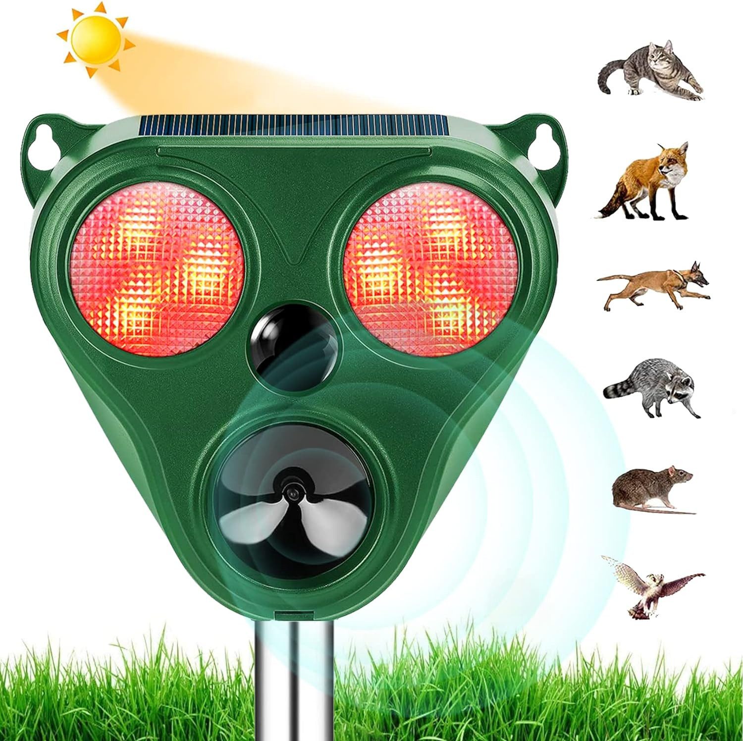 Ultraschall-Tierabwehr Katzenschreck Ultraschall Solar Katzenabwehr für den Garten