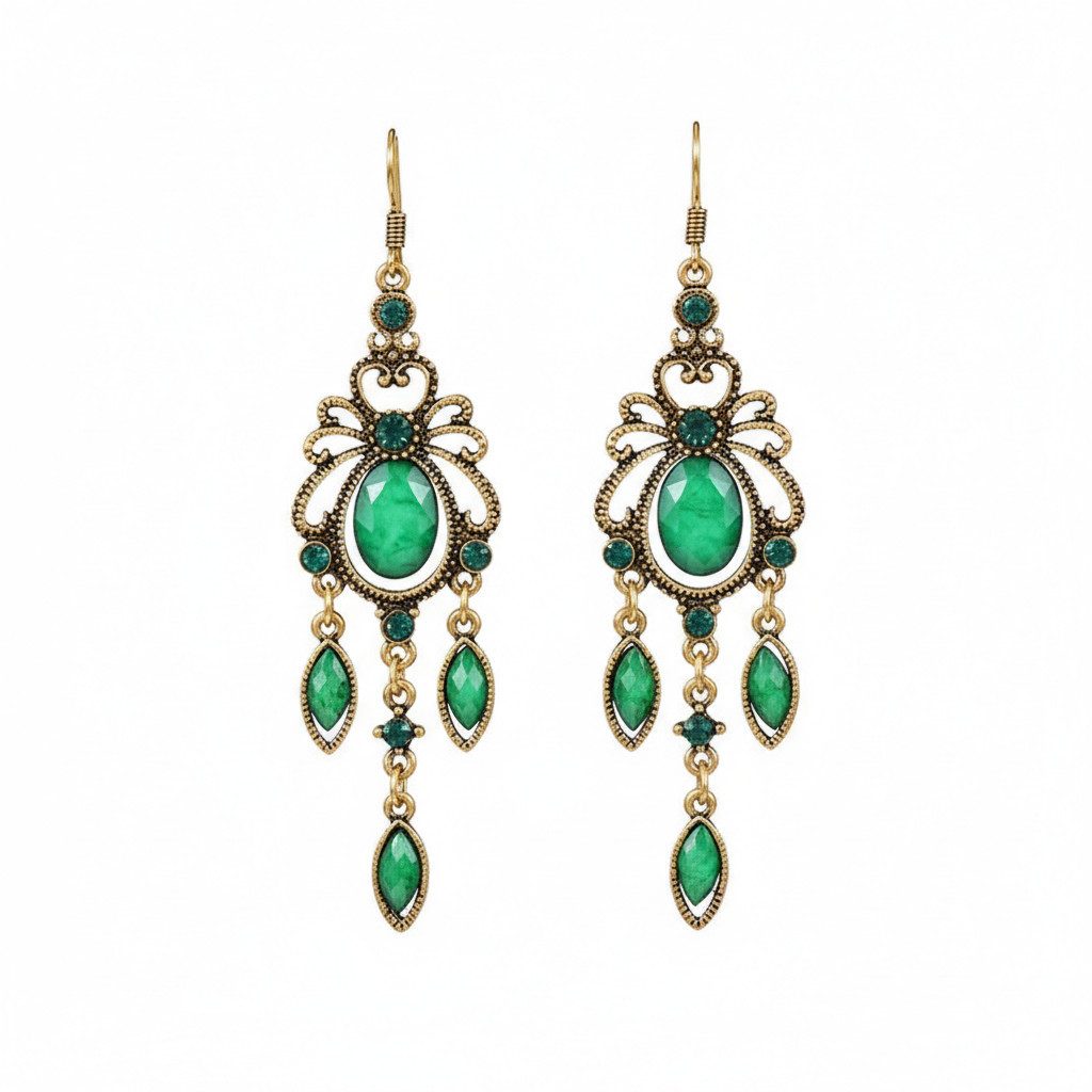 The Beauty House Ohrring-Set Boho Ohrhänger Damen – Ethno Vintage Schmuck mit Edelstein Design