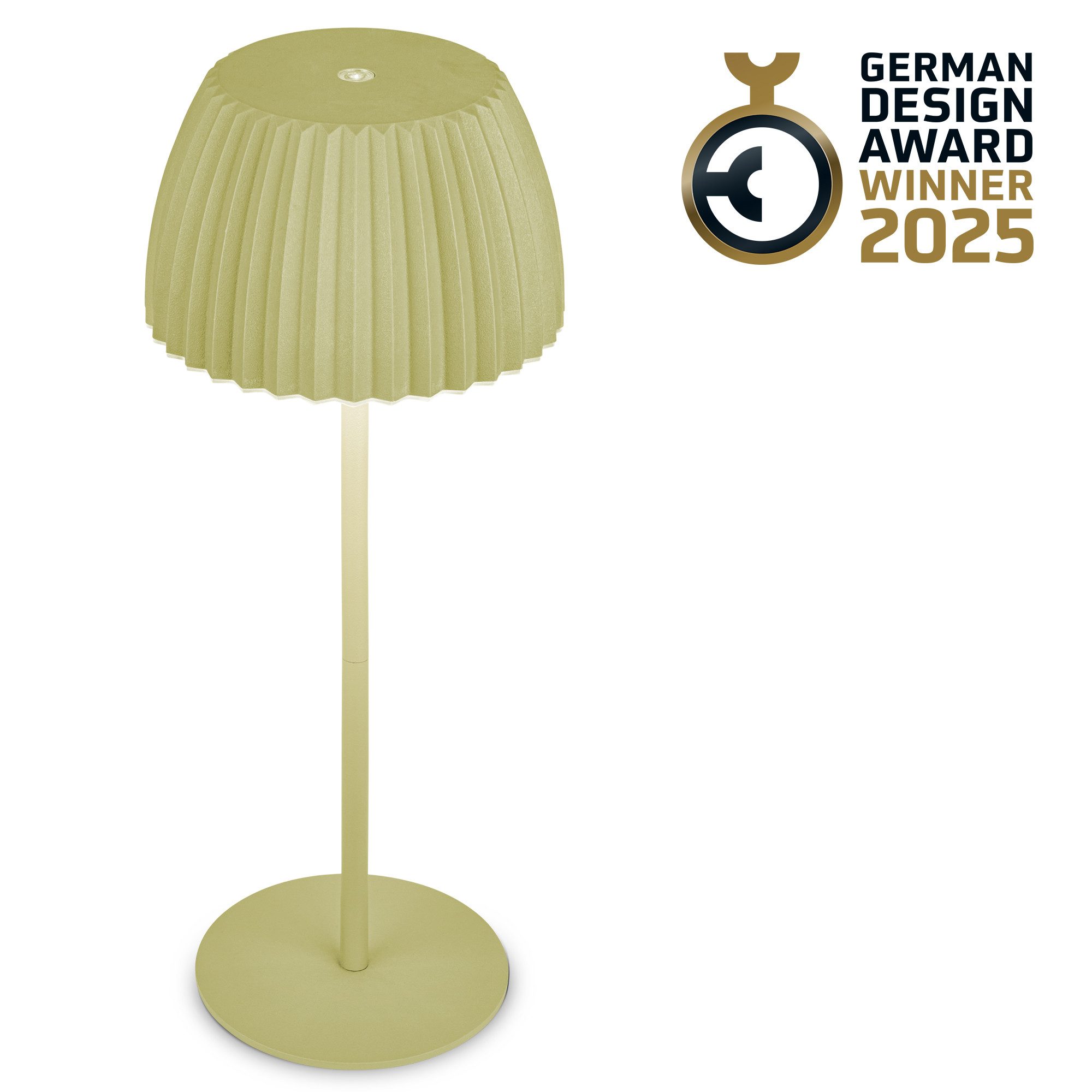 Briloner Leuchten LED Tischleuchte Riffle Tischlampe kabellos Akku USB-C dimmbar Design Award, LED fest integriert, 2700K- Extra-Warmweiß, Akku tauschbar, Indoor/Outdoor, Balkon, Wohnzimmer, Esszimmer
