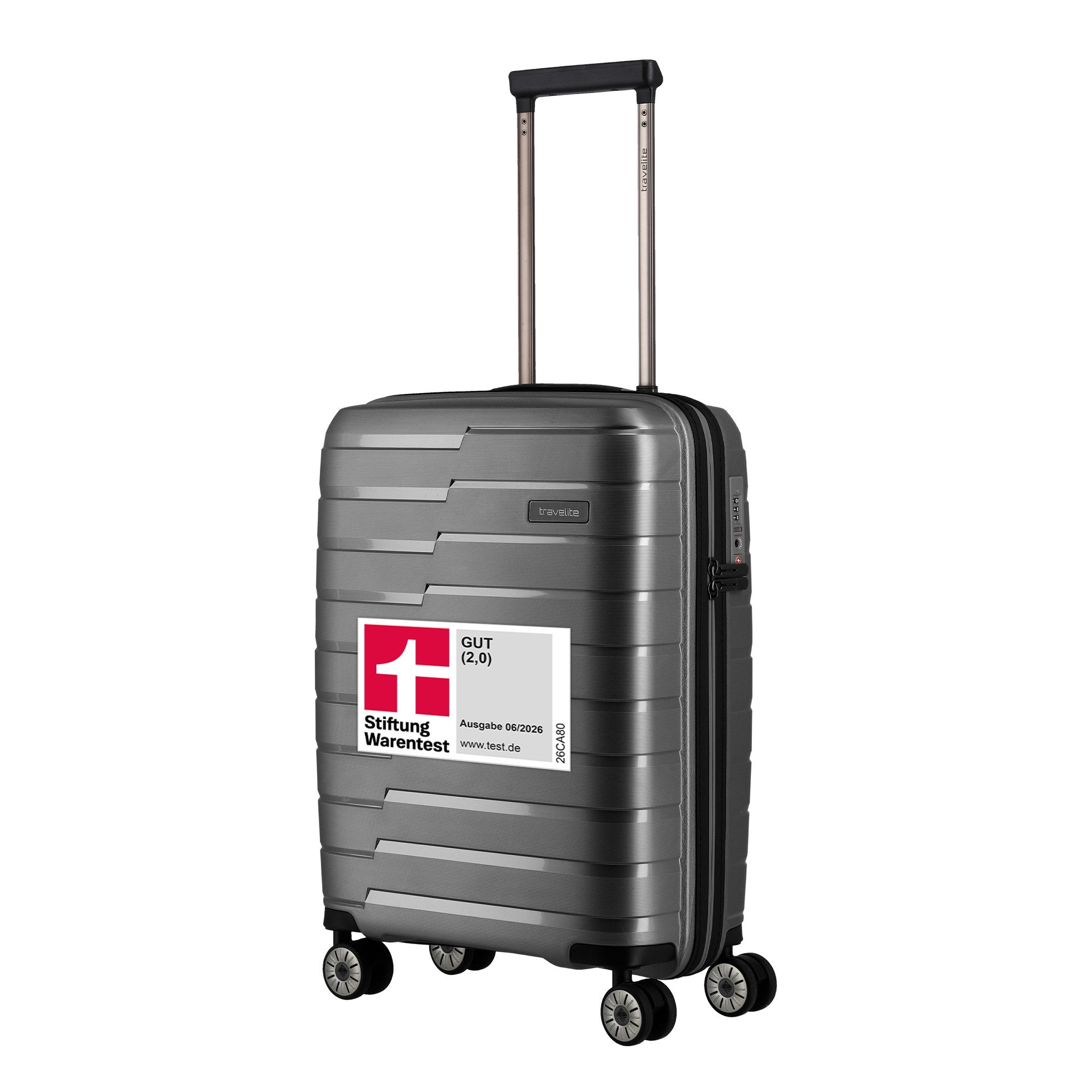 travelite Trolley AIR BASE Reisekoffer Hartschale, 4 Rollen, kratzresistenter Oberfläche und cleverer Innenaufteilung