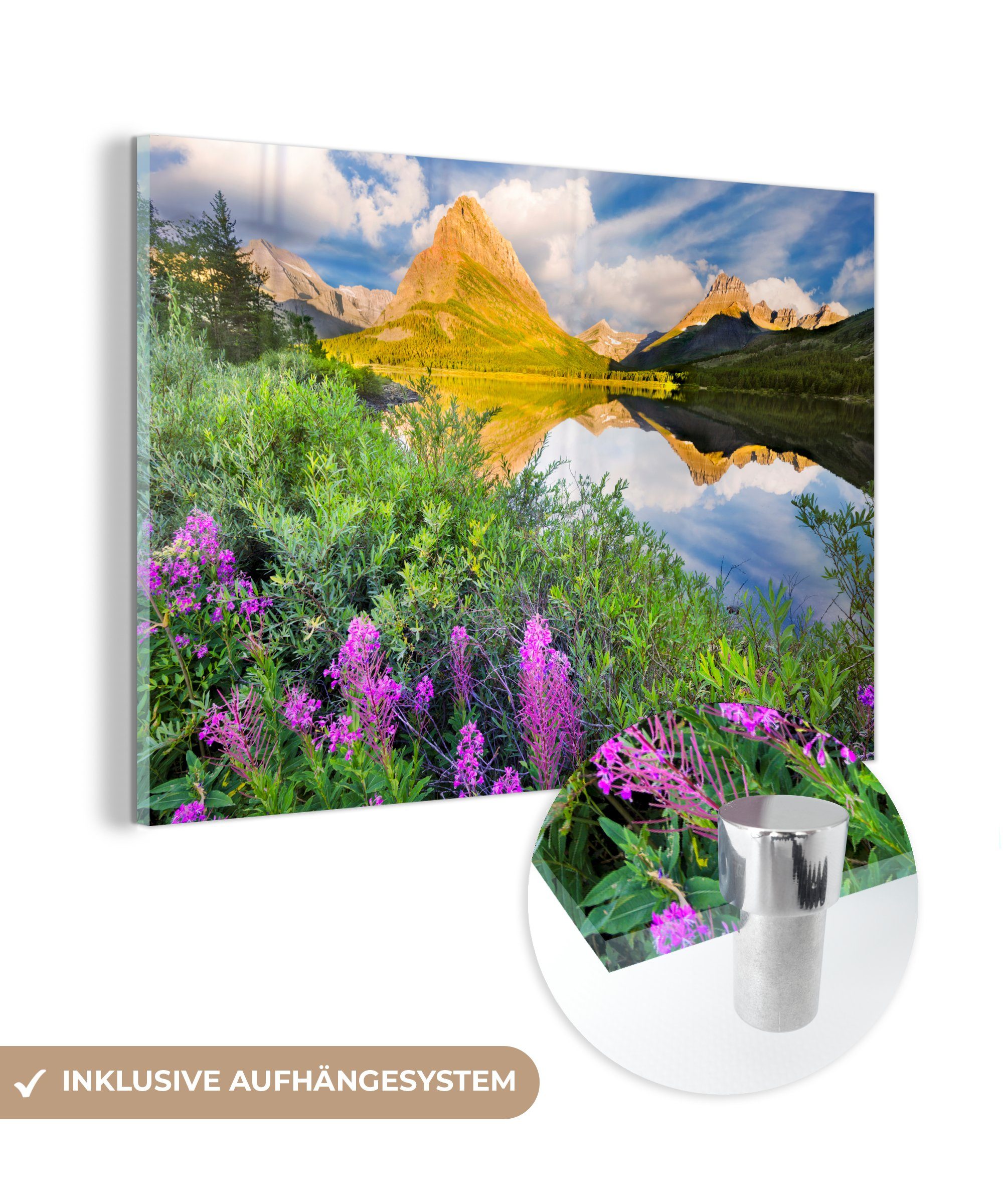 MuchoWow Acrylglasbild Verschiedene Farben im nordamerikanischen Glacier National Park, (1 St), Acrylglasbilder Wohnzimmer & Schlafzimmer