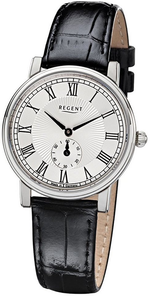 Regent Quarzuhr Regent Damen Uhr GM-1605 Leder Quarz, Damen Armbanduhr  rund, mittel (ca. 32mm), Lederarmband