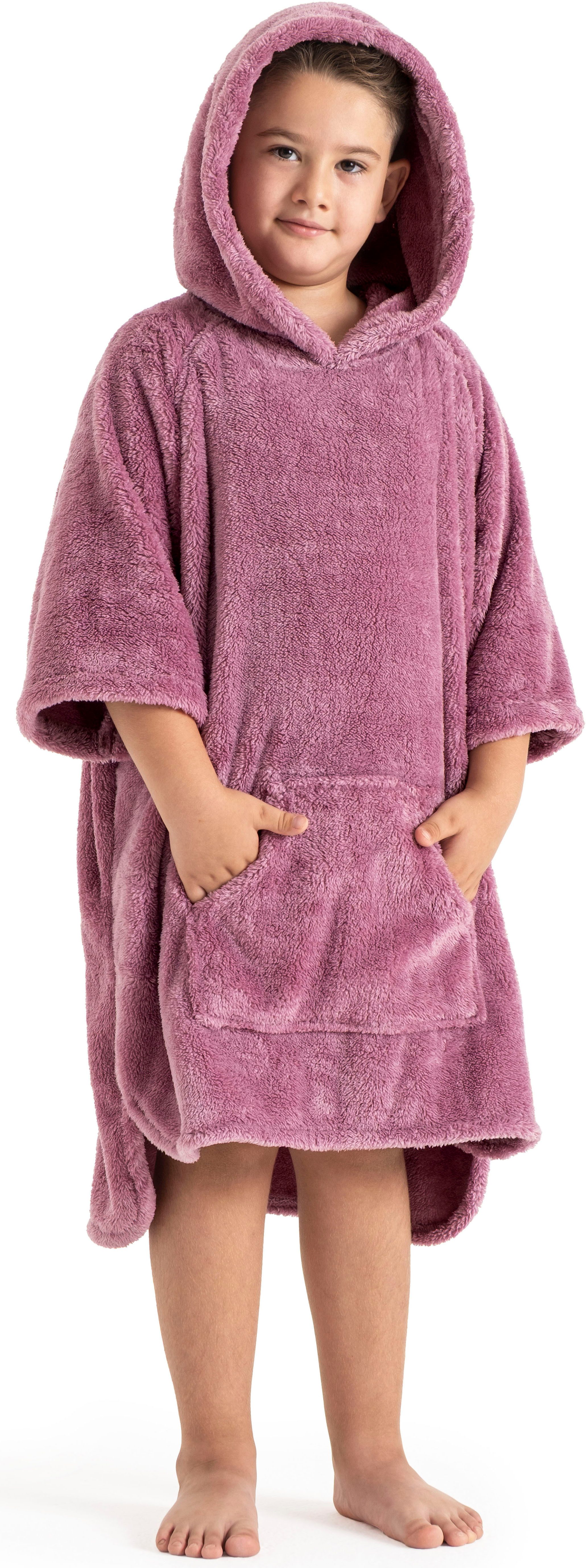 OTTO home Badeponcho Lillou, für Kinder, ideal für Urlaub oder im Schwimmbad, Midilänge, Microfaser, Kapuze, weich und kuschelig, Fleece, plüsch, Surfponcho