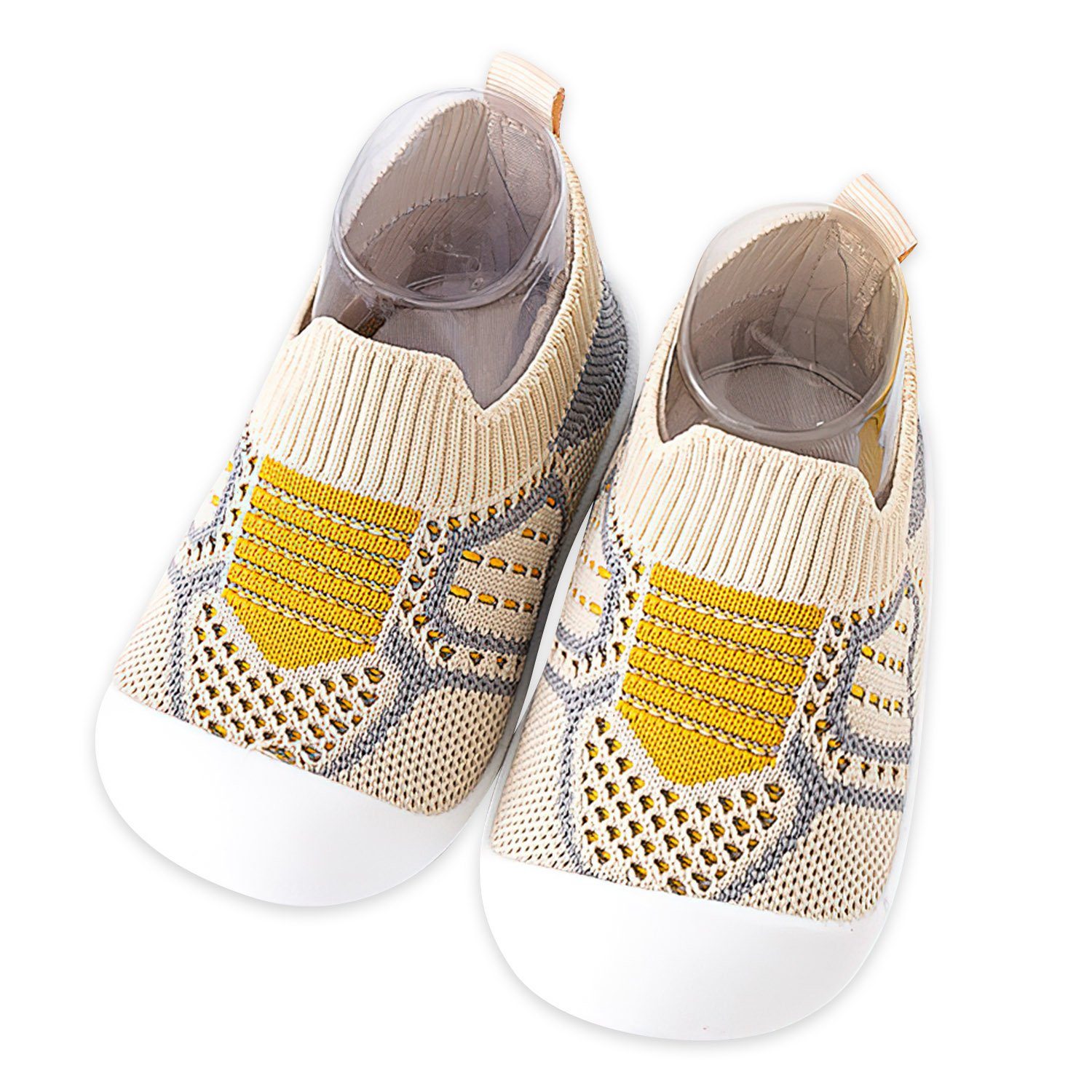 Daisred Krabbelschuhe Babyschuhe Kinder Barfußschuhe Lauflernschuh Beige bequem