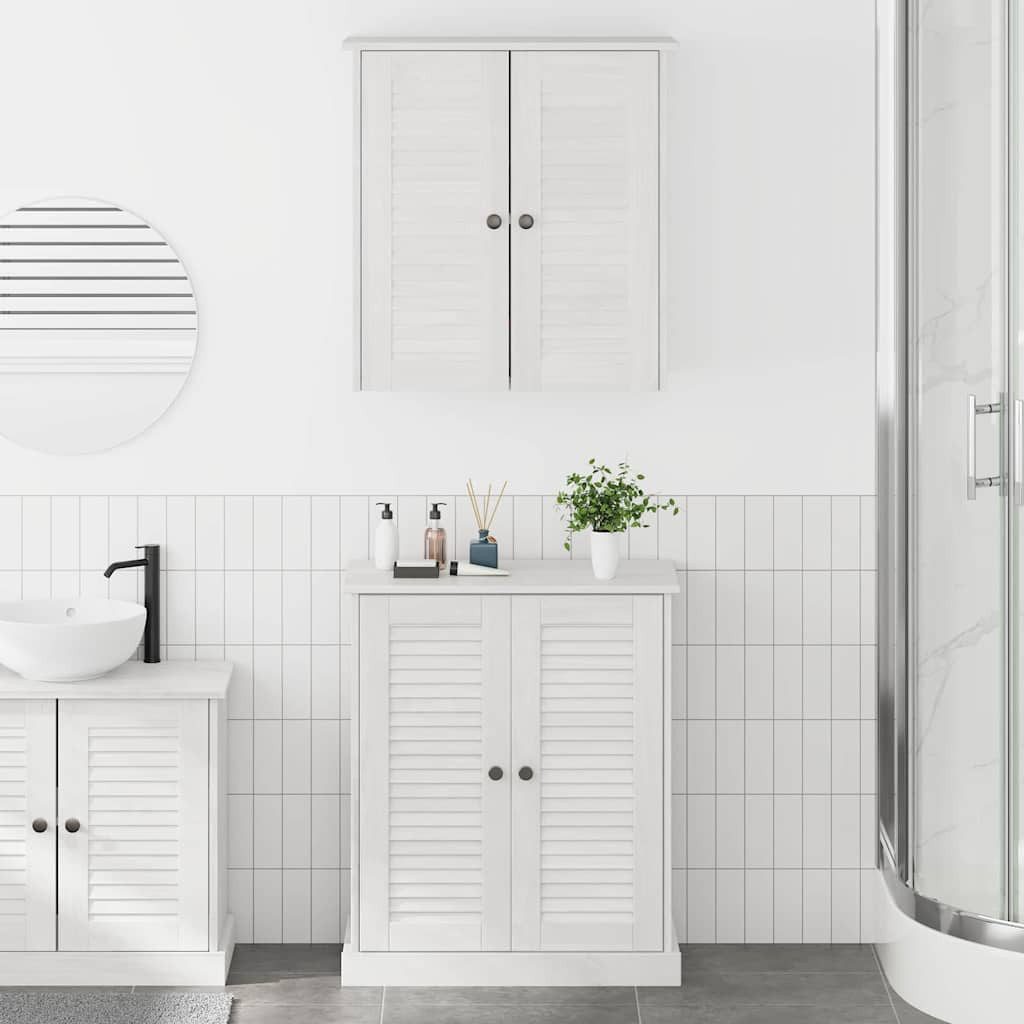 vidaXL Badezimmerspiegelschrank Badezimmermöbel-Set 2 Stk. Weiß und Antikweiß 67,5 x 34 x 80 cm (2-St)