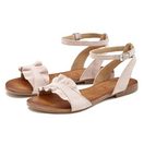 LASCANA Sommerschuh Sandale Sandalette, Sommerschuh aus hochwertigem Leder mit kleinen Rüschen